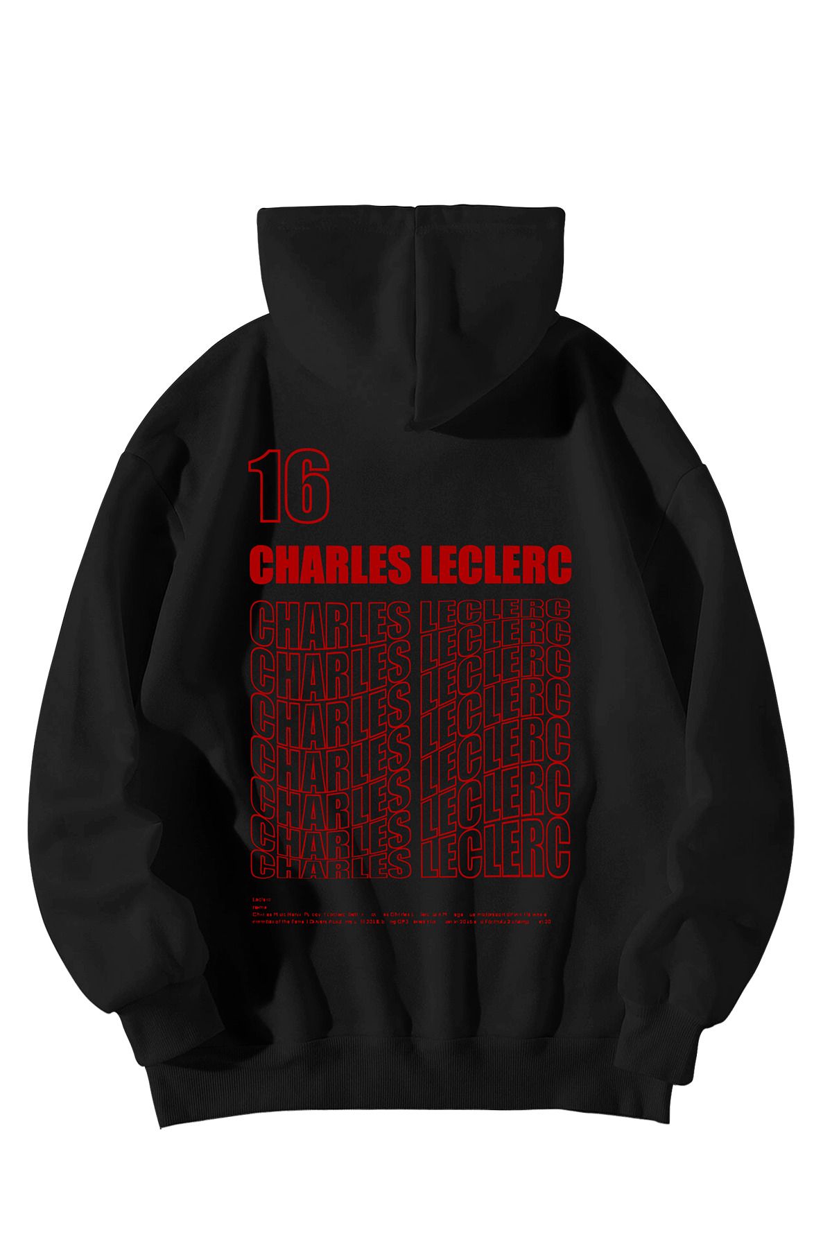 Calvin Jones Siyah Kadın Erkek F1 Legend Charles Leclerc Baskılı Kanguru Cepli Kapşonlu Hoodie