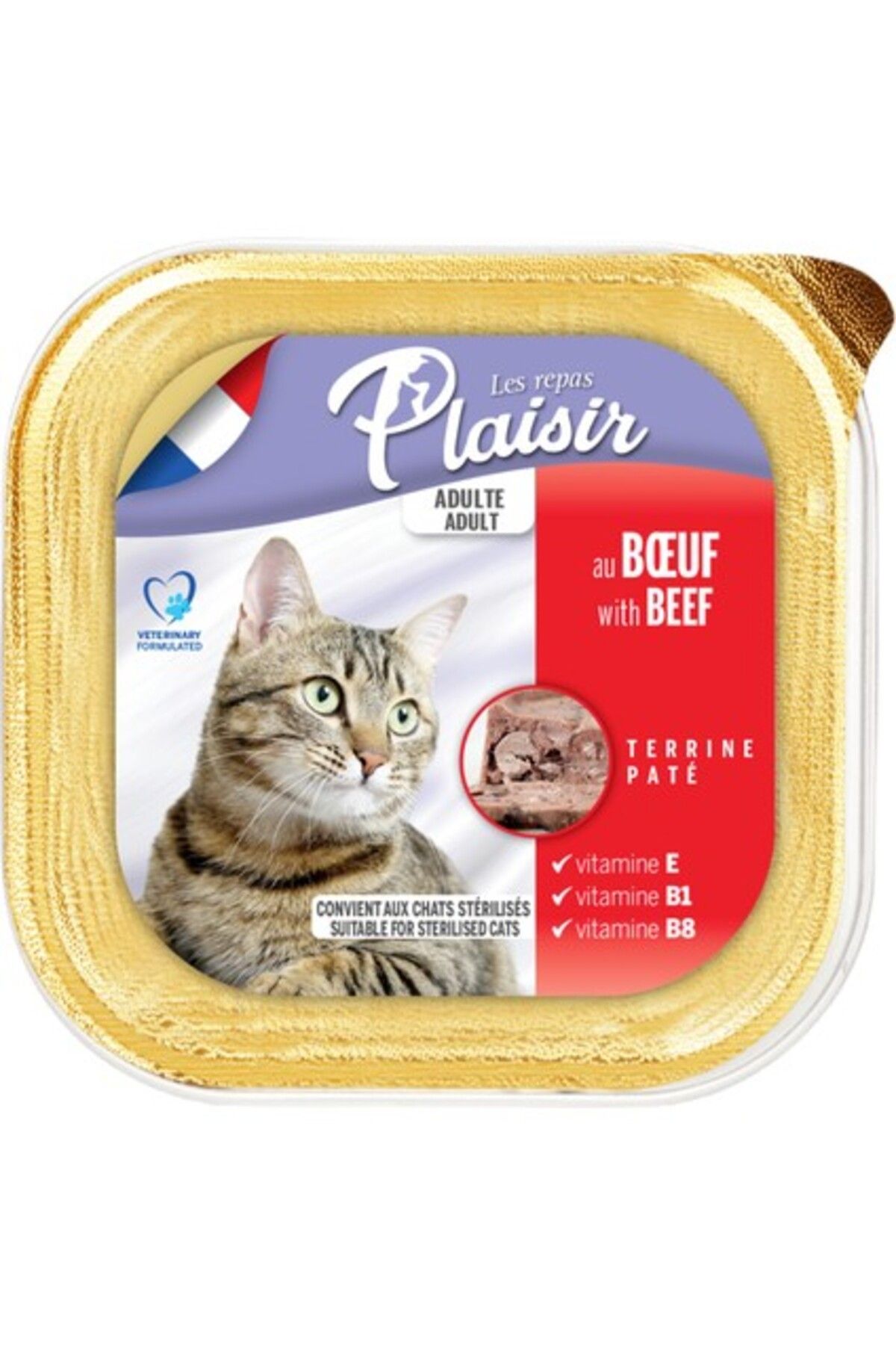 Plaisir Beef Pate Adult Cat Sığır Etli Yaş Yetişkin Kedi Maması 100Gr