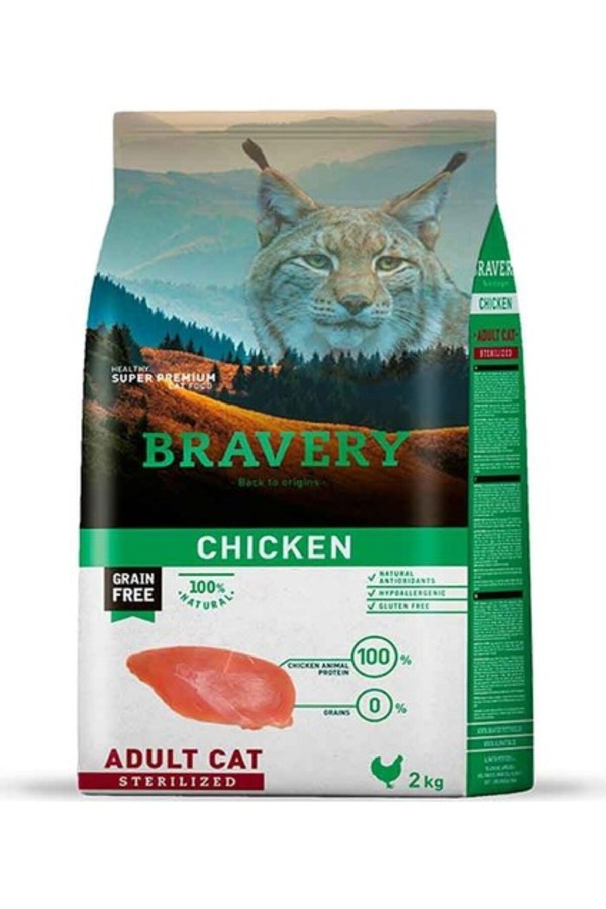 Bravery Tahılsız Kısırlaştırılmış Kedi Maması Tavuklu 2 kg