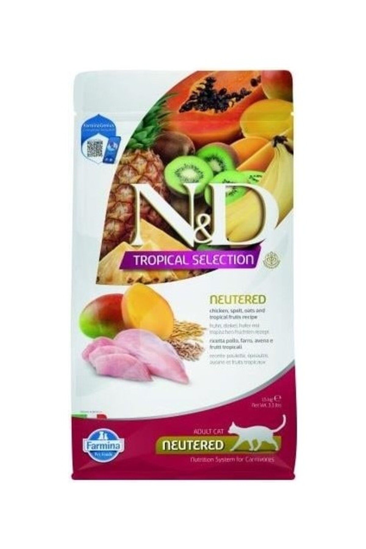 N&D Tropical Tavuklu Kısır Kedi Maması 1.5 Kg