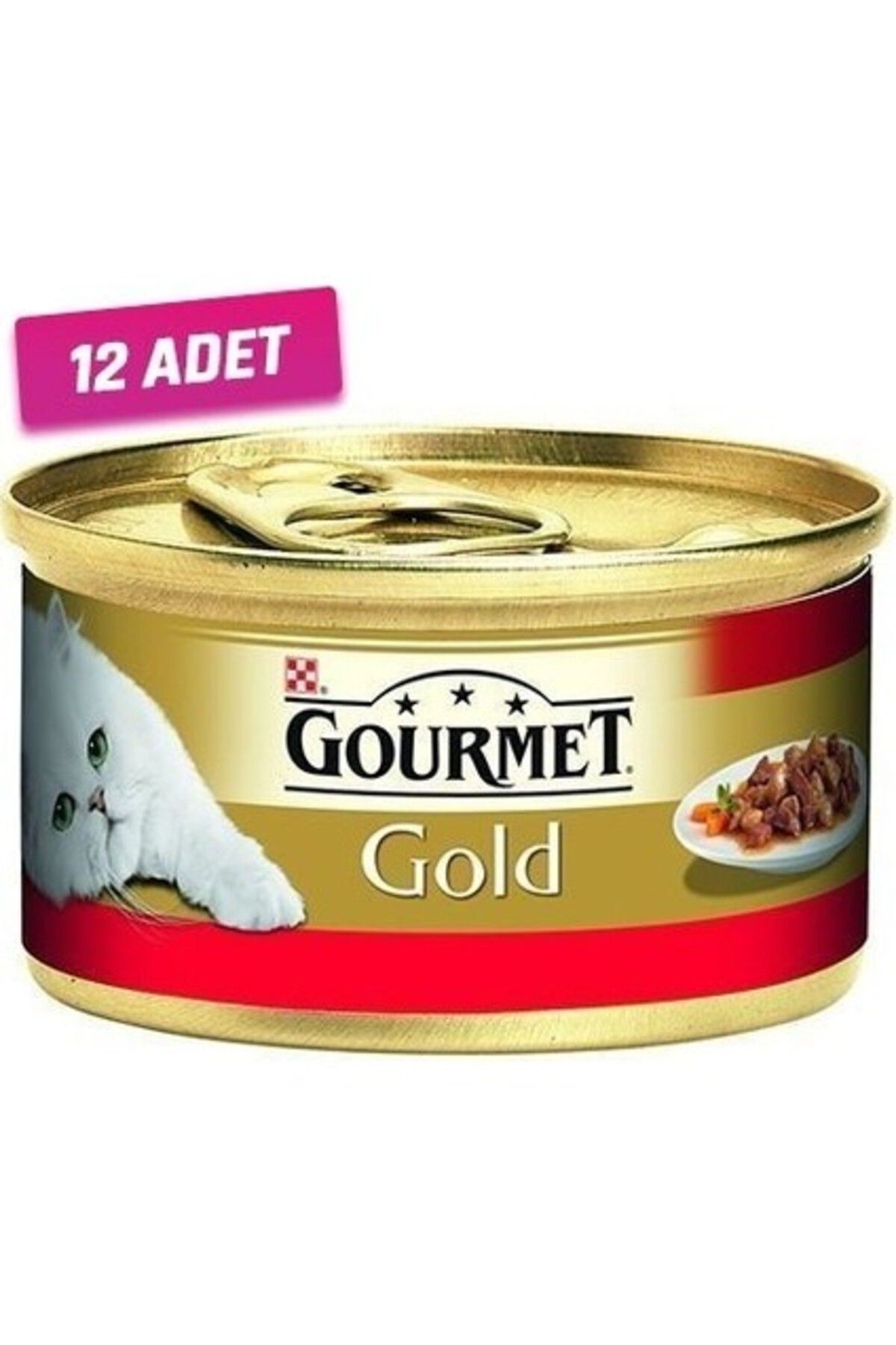 Gourmet Gold 12 Adet - Gourmet Gold Parça Sığır Etli Yetişkin Kedi Konservesi 85 gr