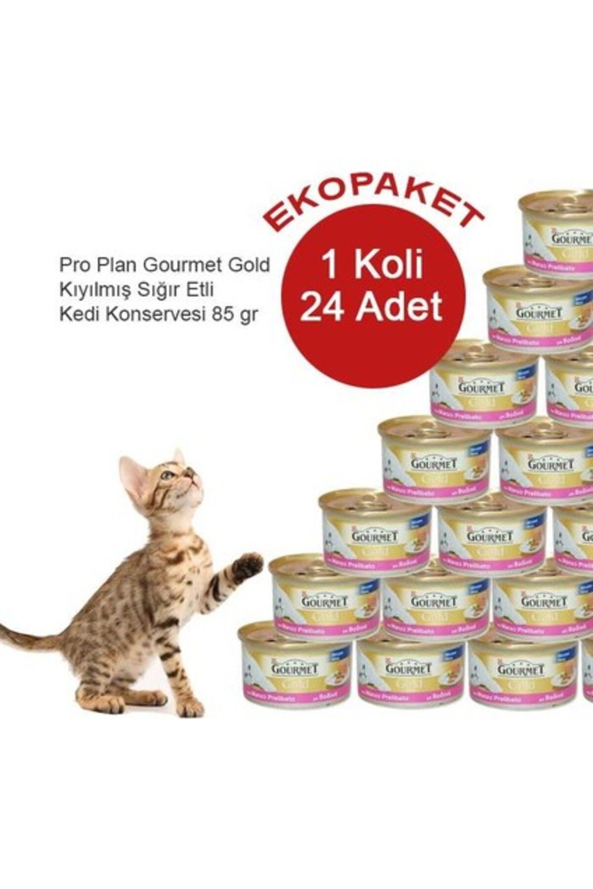 Gourmet Gold Kıyılmış Sığır Etli Kedi Konserve Maması 24 Al 20 Öde