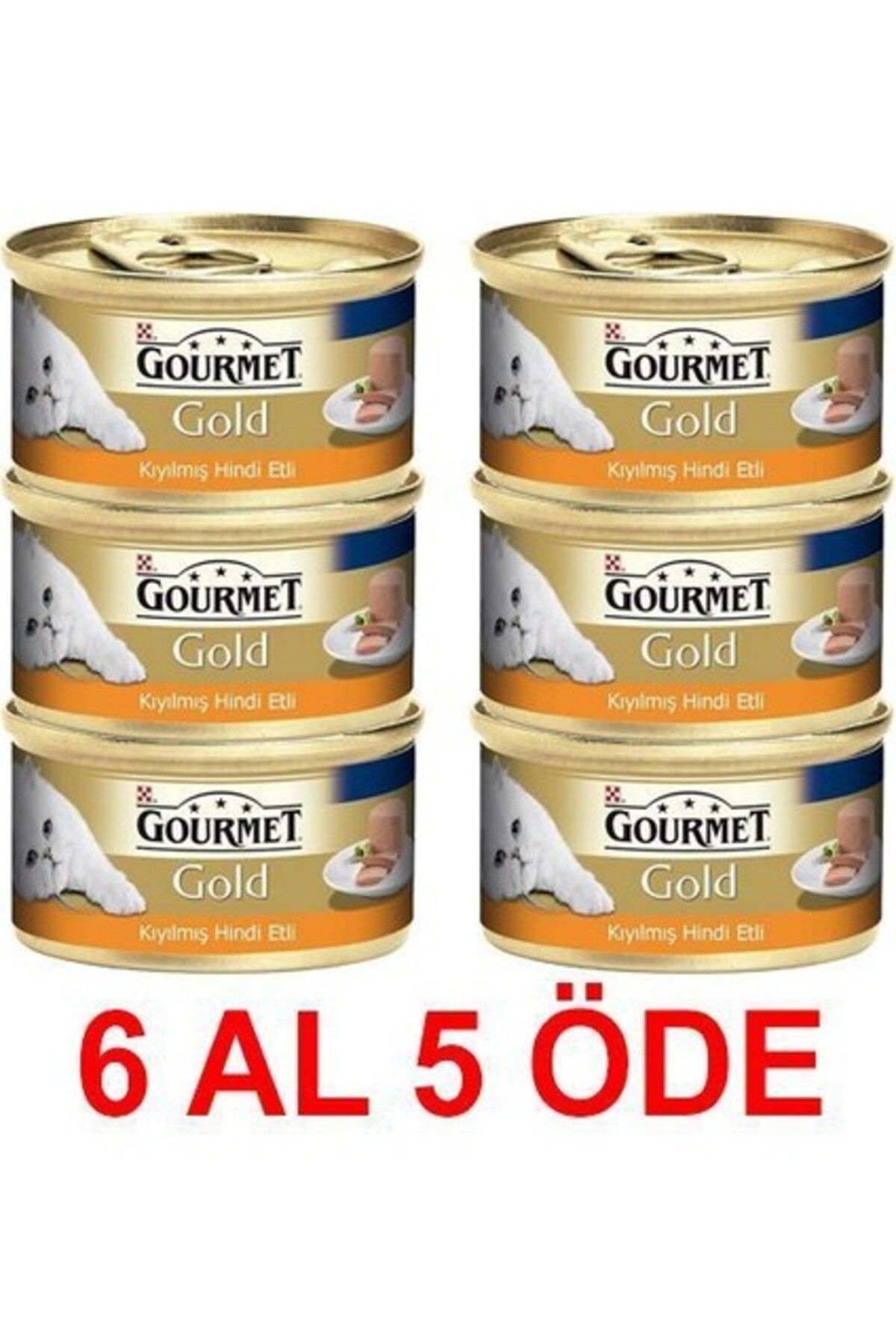 Gourmet Gold Kiyilmiş Hindili Konserve Kedi Mamasi 85 Gr (6 Al 5 Öde)