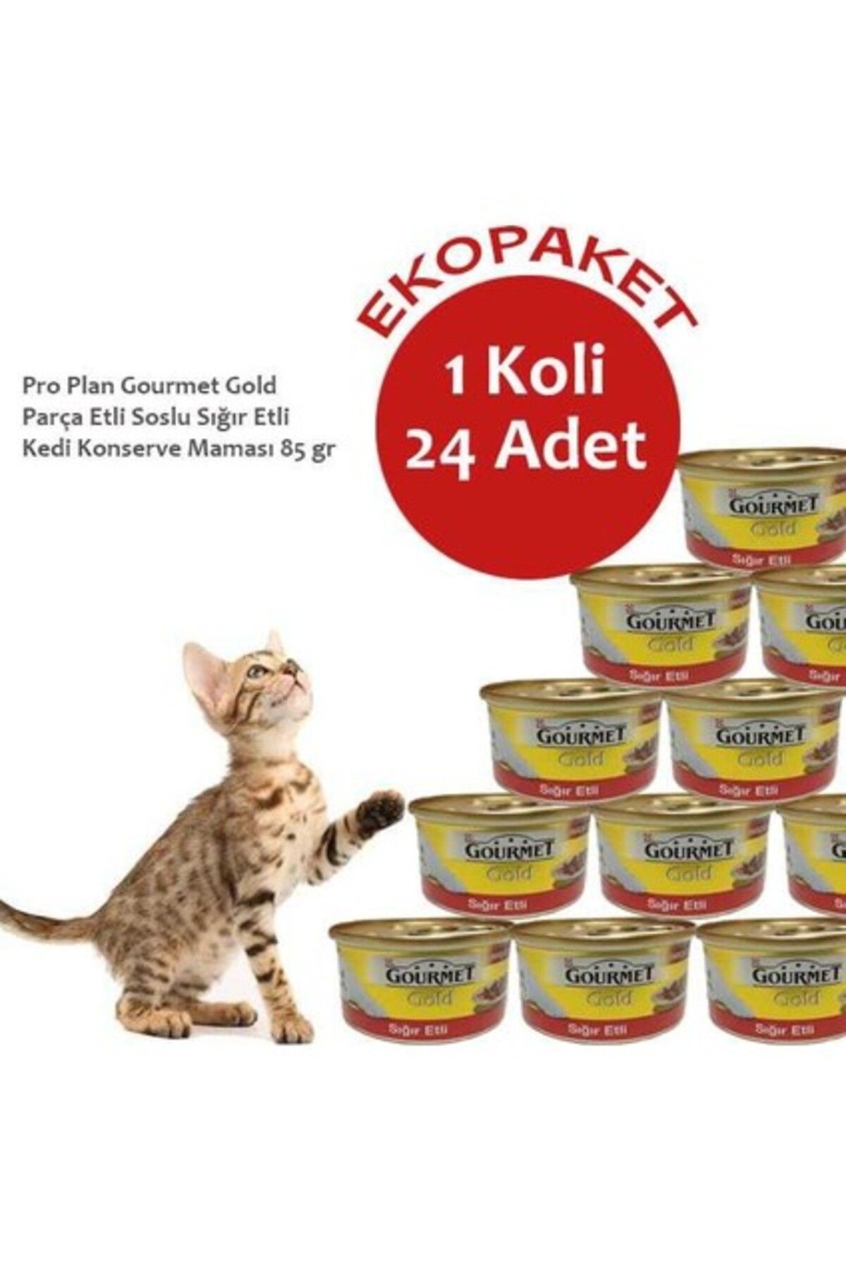 Orqinel Gourmet Gold Parça Etli Soslu Sığır Etli Kedi Konservesi 24 Al 20 Öde