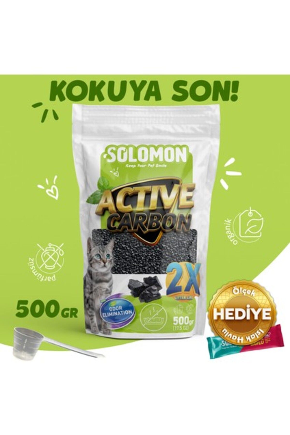 Orqinel Solomon Active Carbon Kedi Kumu Koku Giderici 500 gr