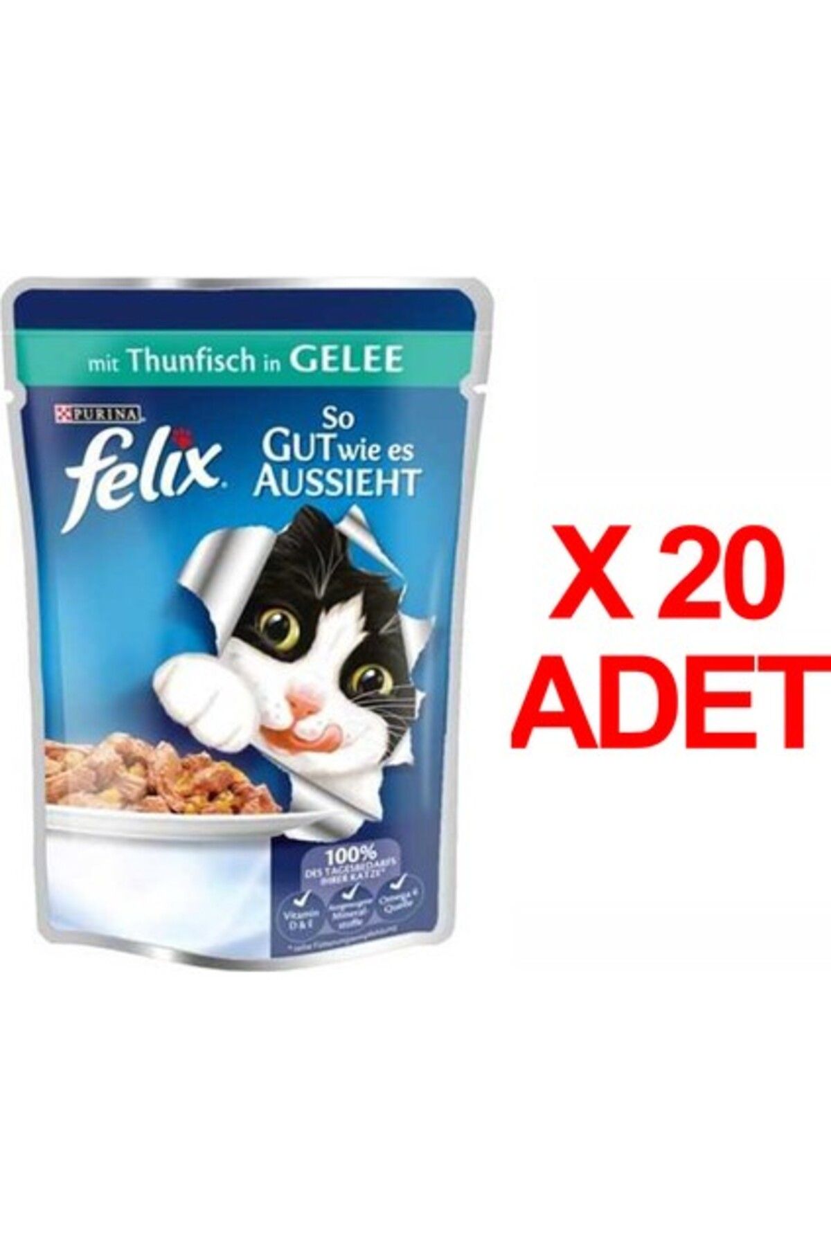 FELIX Adult Pouch Ton Balıklı Yaş Kedi Maması 85gr 20'li