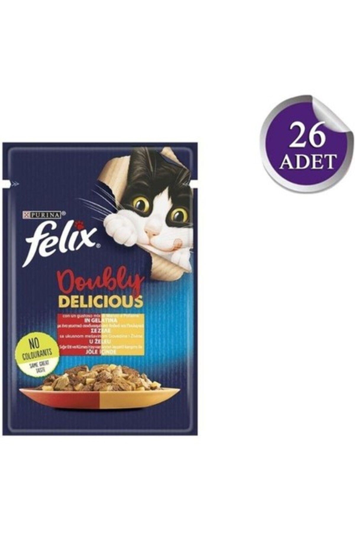 FELIX Çifte Lezzet Tavuk ve Sığır Etli Yetişkin Kedi Konservesi 85GR x 26 Adet