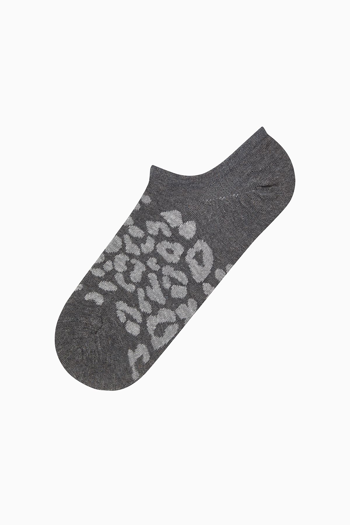 Penti-Dreiteilige Snekaer-Socken mit Leopardenmuster und glänzenden Streifen in Grau 3
