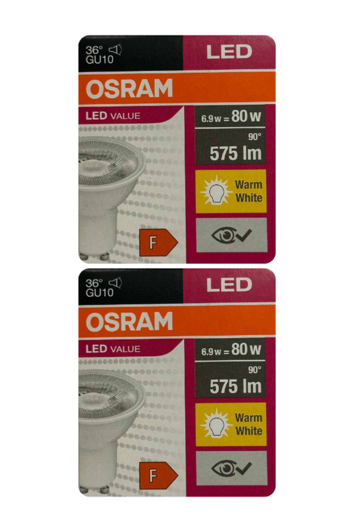 Osram (2 Adet) Osram 6.9W (80W) 2700K (Sarı Işık) GU10 Duylu Led Spot Ampul