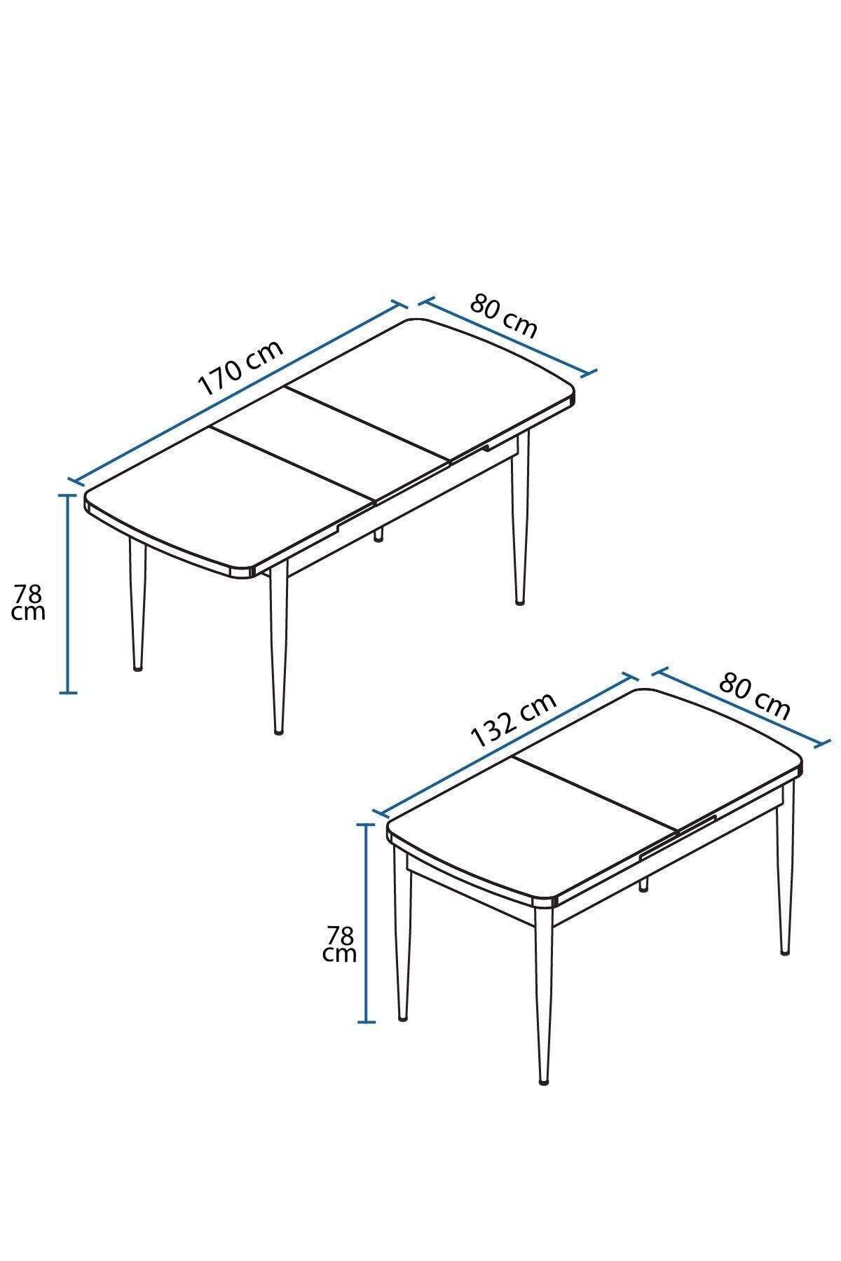 Belina Beyaz Mermer Desen 80 X 132 Açılabilen Mutfak Masası ( Takım Halinde ) 4 Sandalye, 1 Bench-4