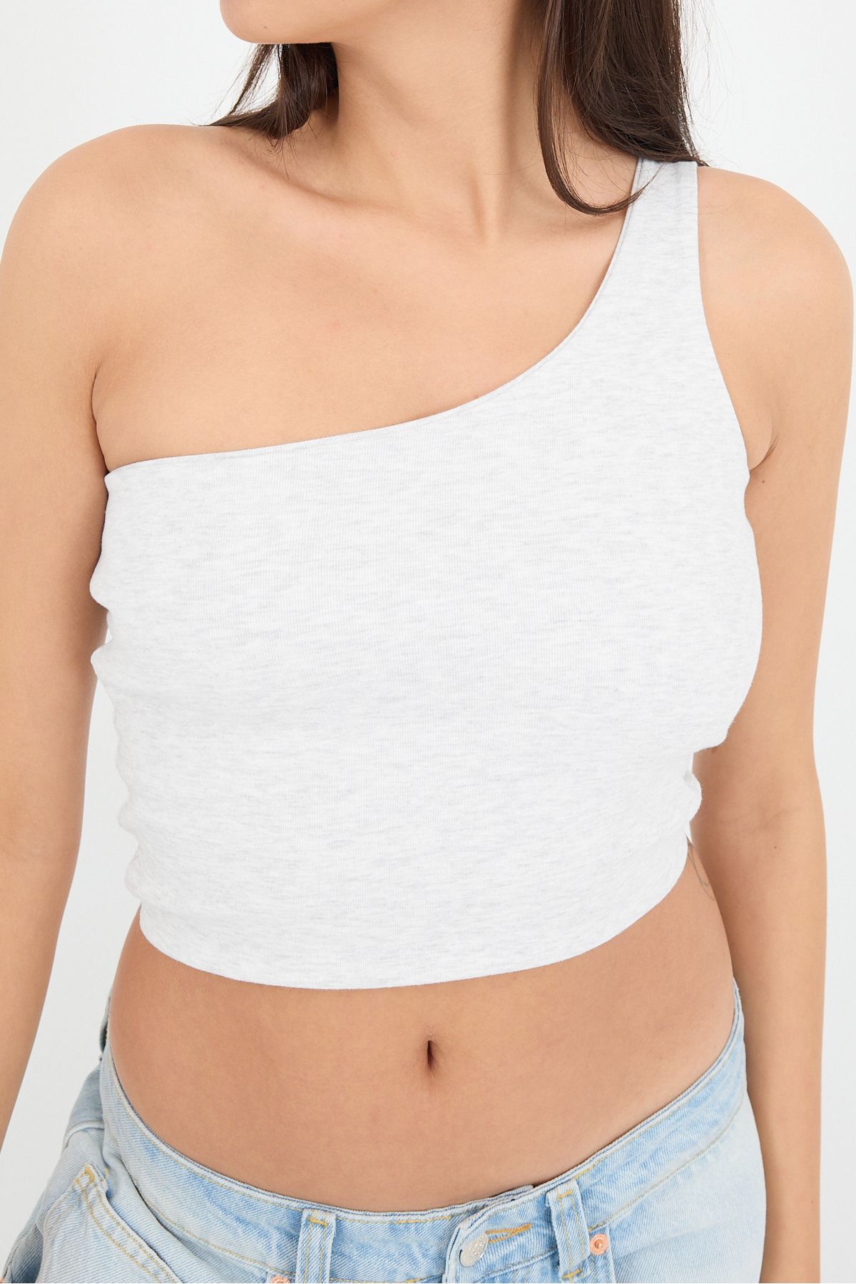Addax-Single Shoulder Crop Tank Top A13618-P13 3