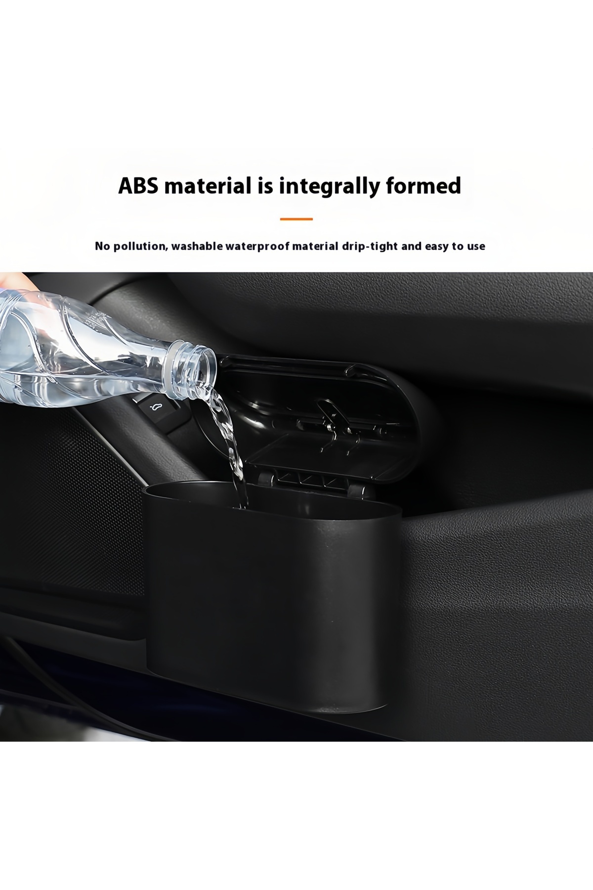 Saharaz-Portable car trash can, spring cover design, leak-proof, with trash bag, easy to clean, black 4