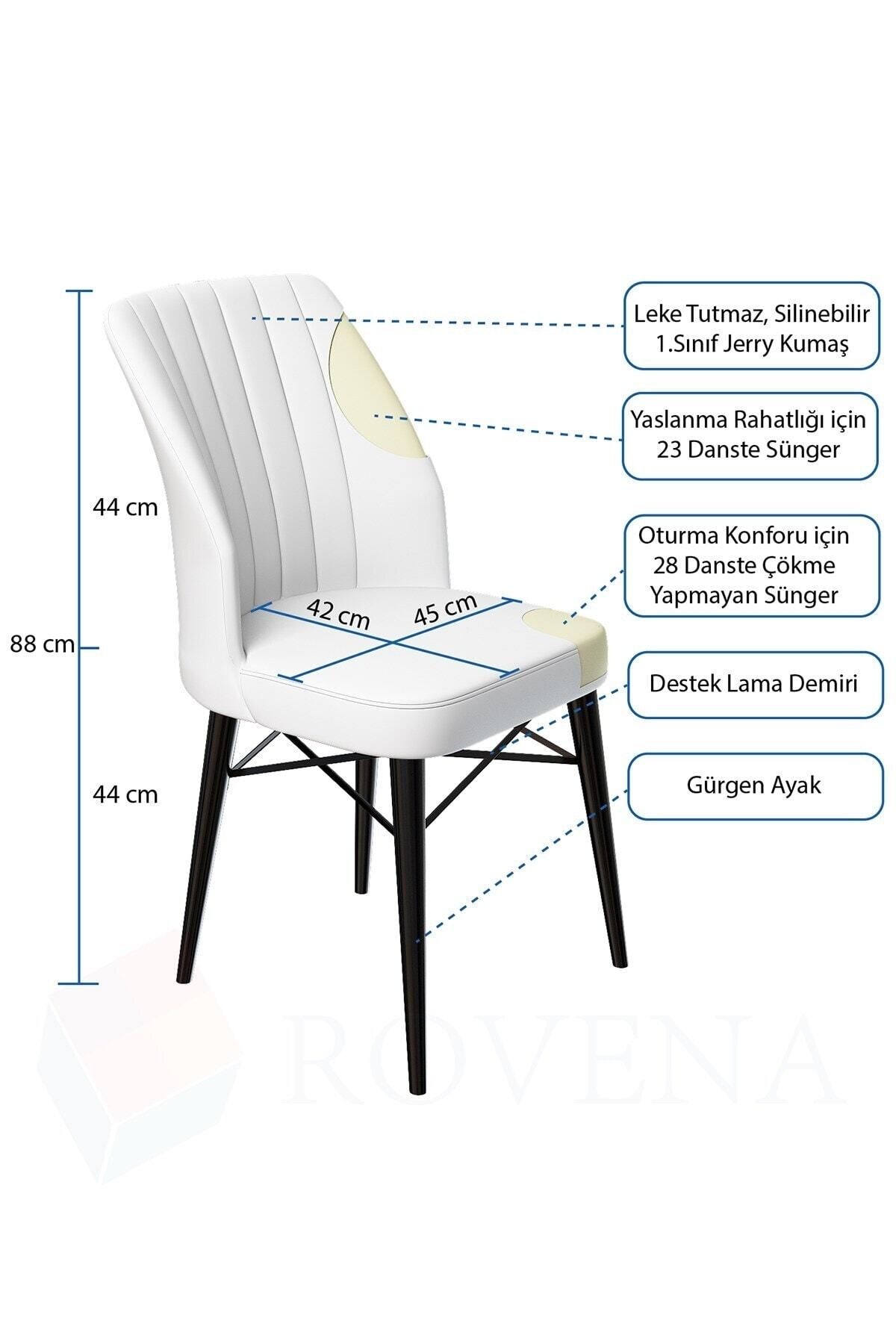 Polena Siyah Mermer Desen 70x110 Sabit Mutfak Masası 2 Sandalye-4