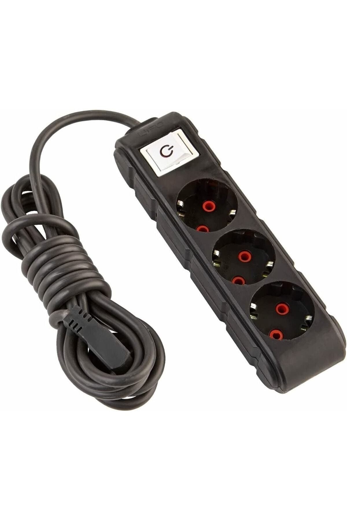 Exotic Home-Ufo Triple Surge Protected Socket {{1,5 Metre}} Wired Group Socket {{siyah}} Max 3500W Overload Protection 2