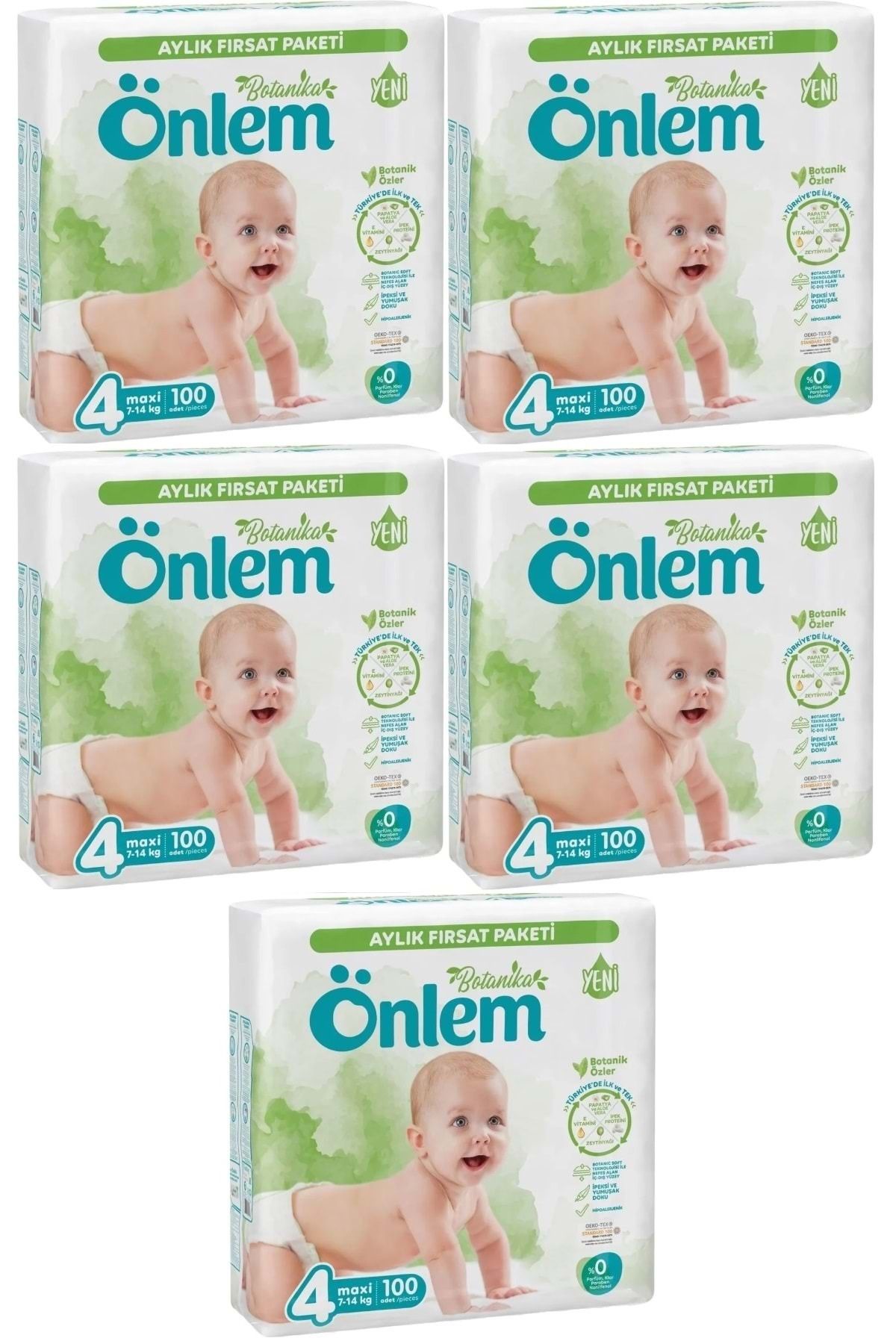 ÖNLEM Önlem Bebek Bezi Botanika Beden:4 (7-14KG) Maxi 500 Adet Aylık Mega Fırsat Pk