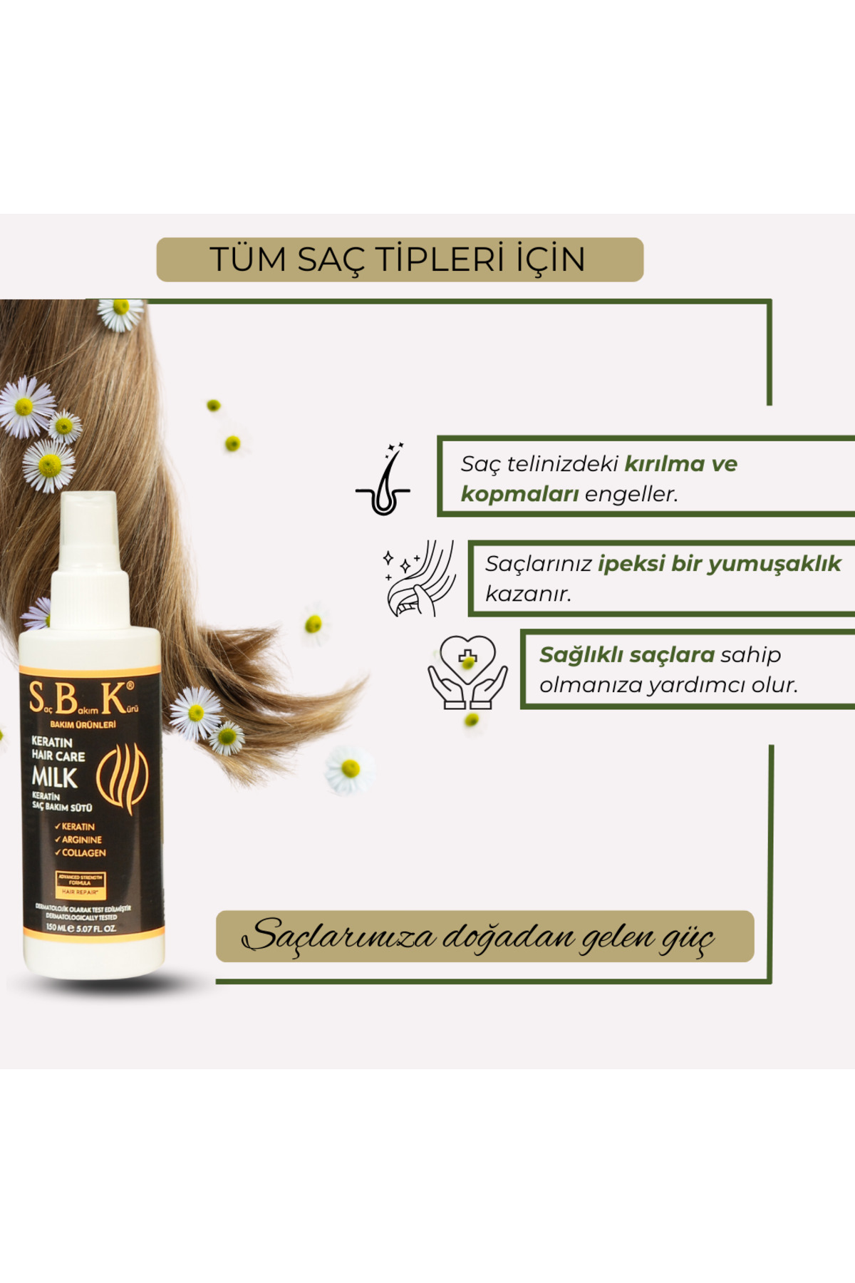 Keratin Kolajen Saç Bakım Sütü 150 ml — Saçbakımsütü — تصویر 3 از 3