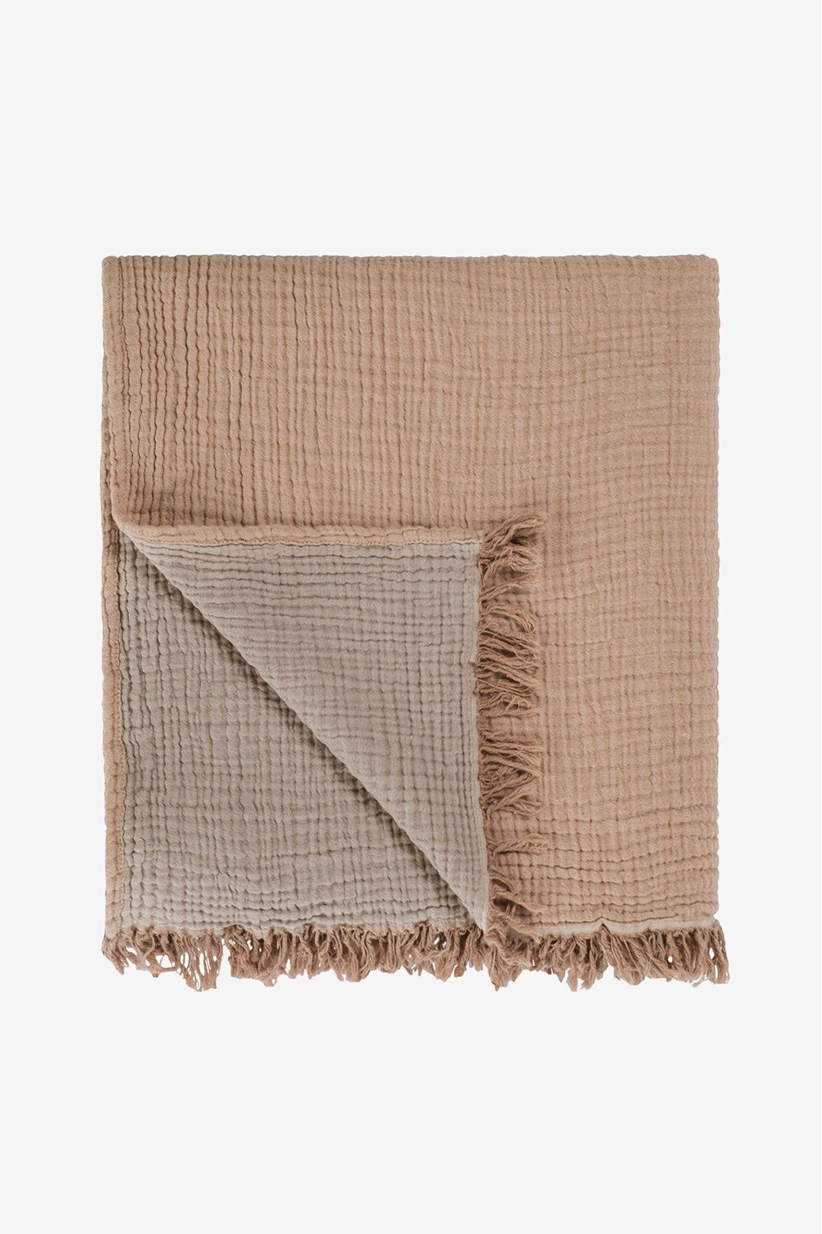 Barine-Cuvertură de pat din muselină din bumbac cocoon 4 straturi maro / maro deschis 200x220 2