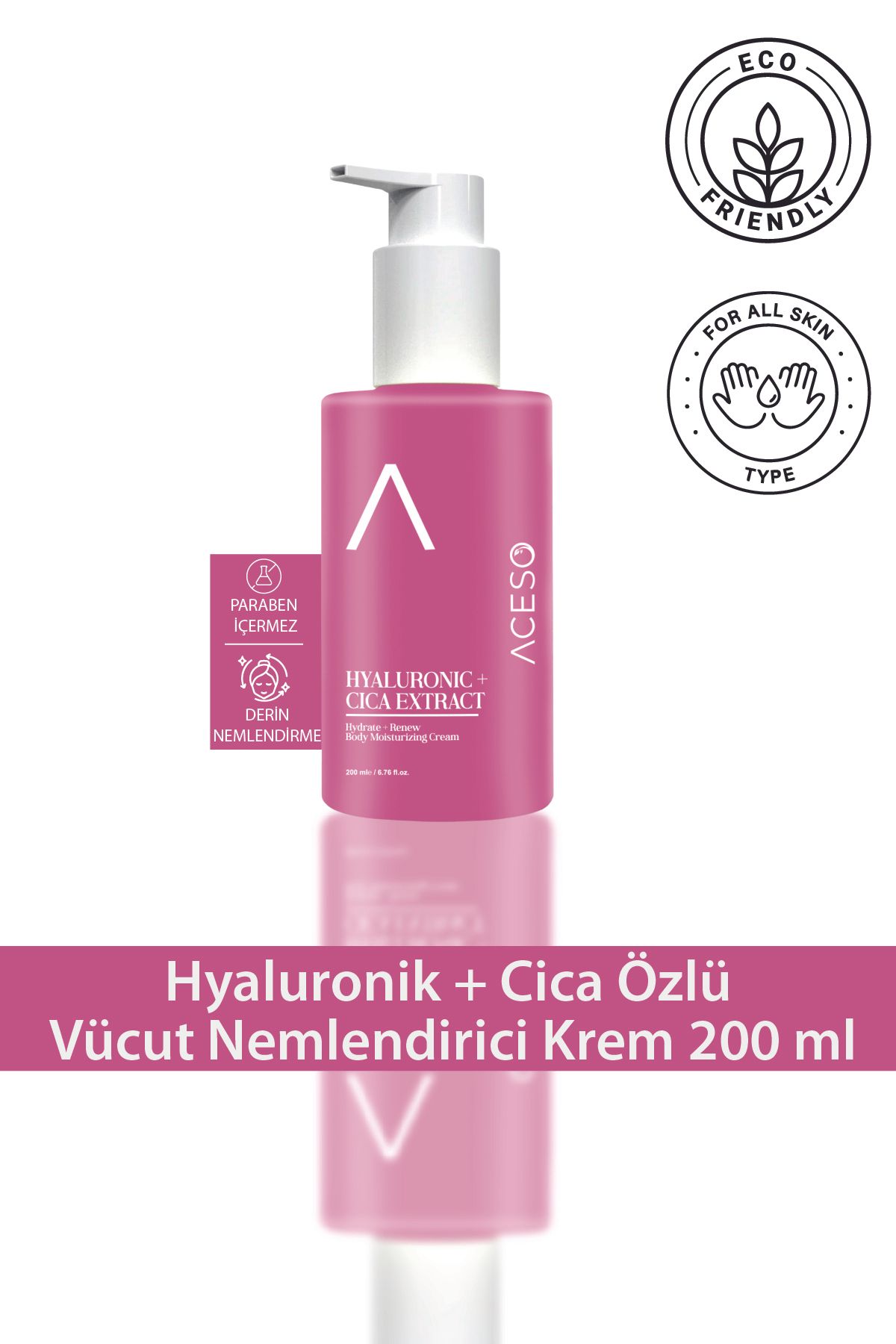 Aceso Cosmetics Hyaluronik + Cica Özlü Vücut Nemlendirici Krem 200 ml