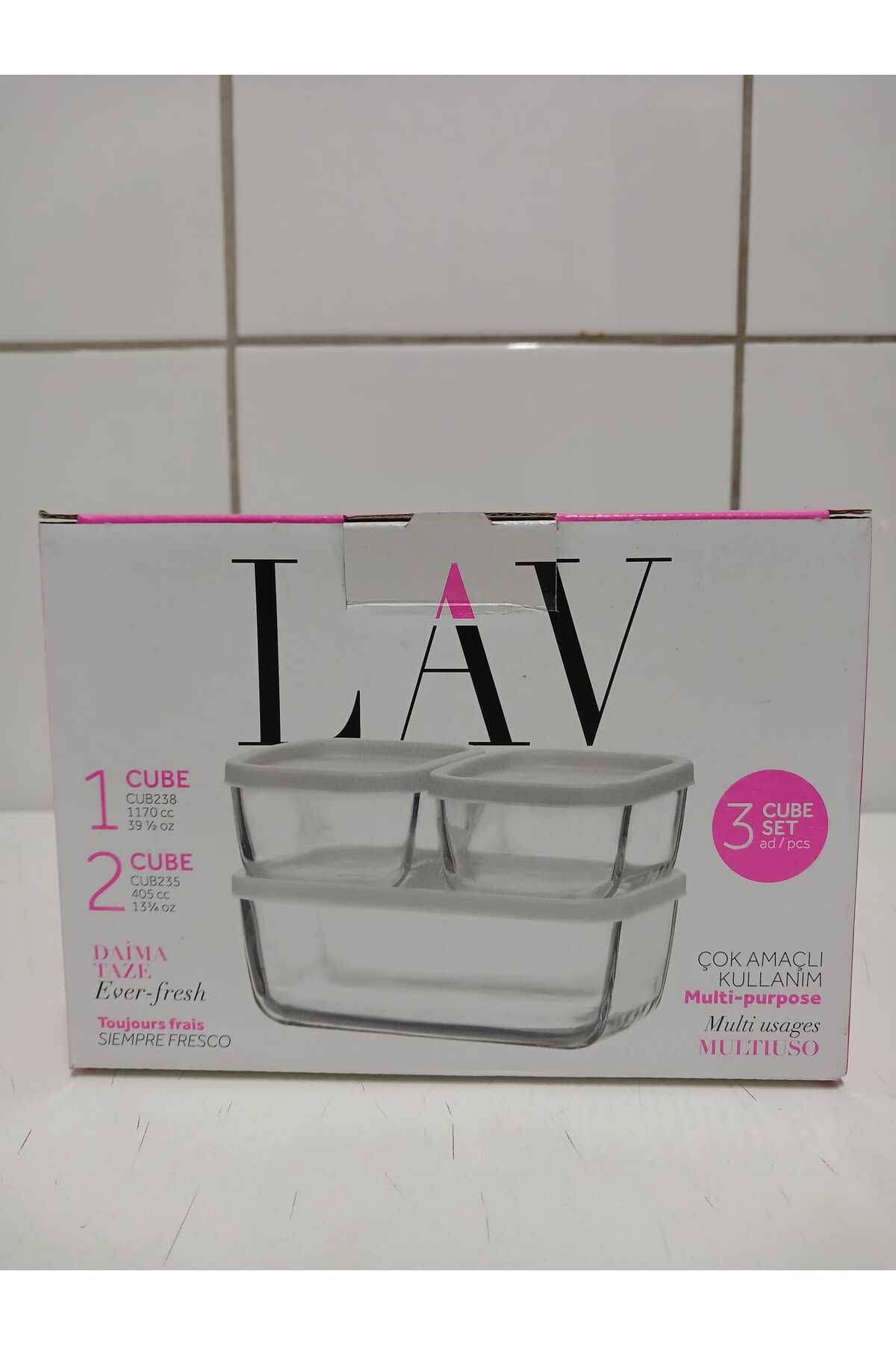 LAV-Feyzade Cube Storage Container - White with Lid, 1170 Cc X 1 Pcs - (405Cc X 2 Pcs) Model 6
