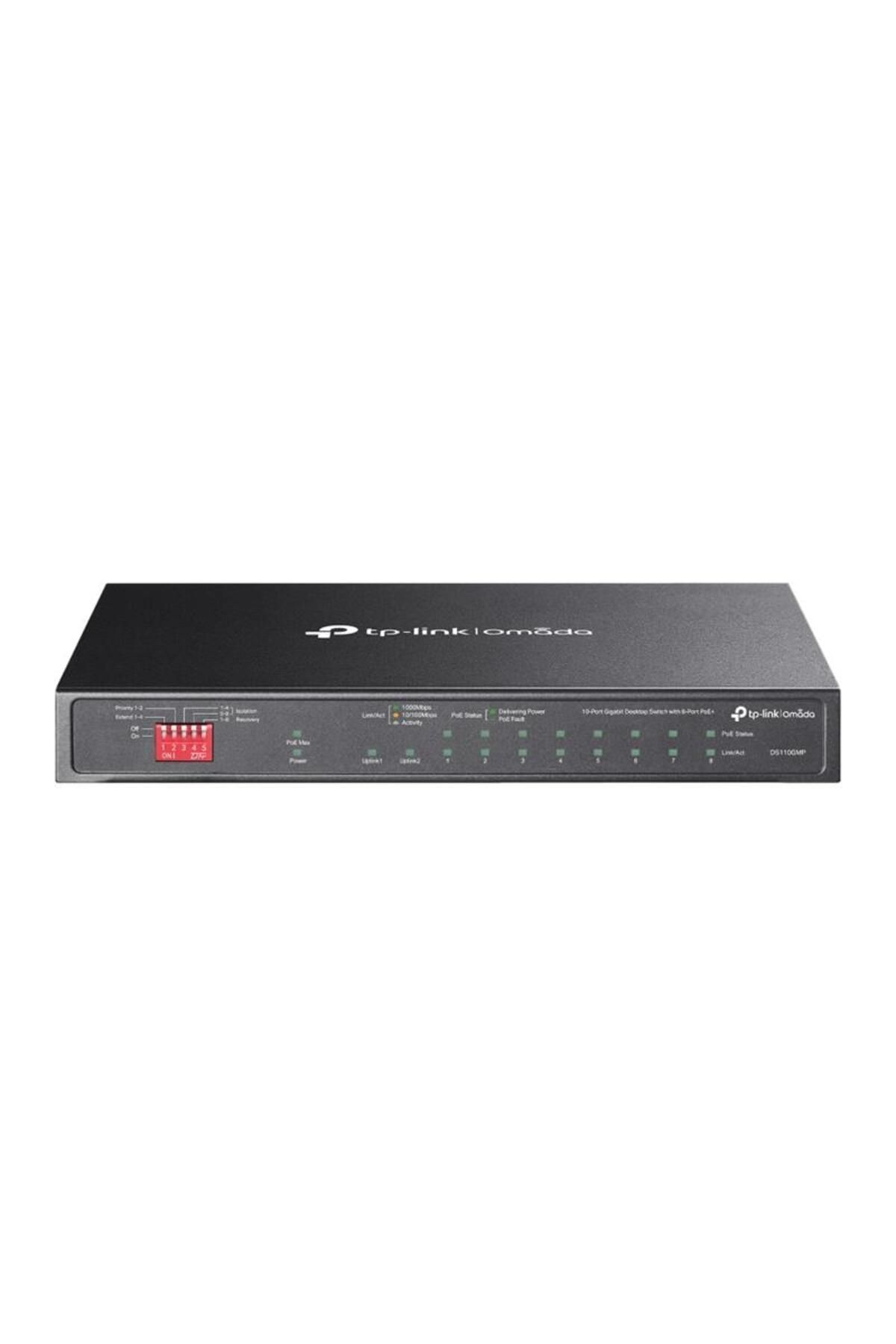 TP-LINK Omada Ds110Gmp 8 Port 10-100-1000 Poe+ Switch 1 Port Sfp + 1 Port Uplink Çelik Kasa Rack