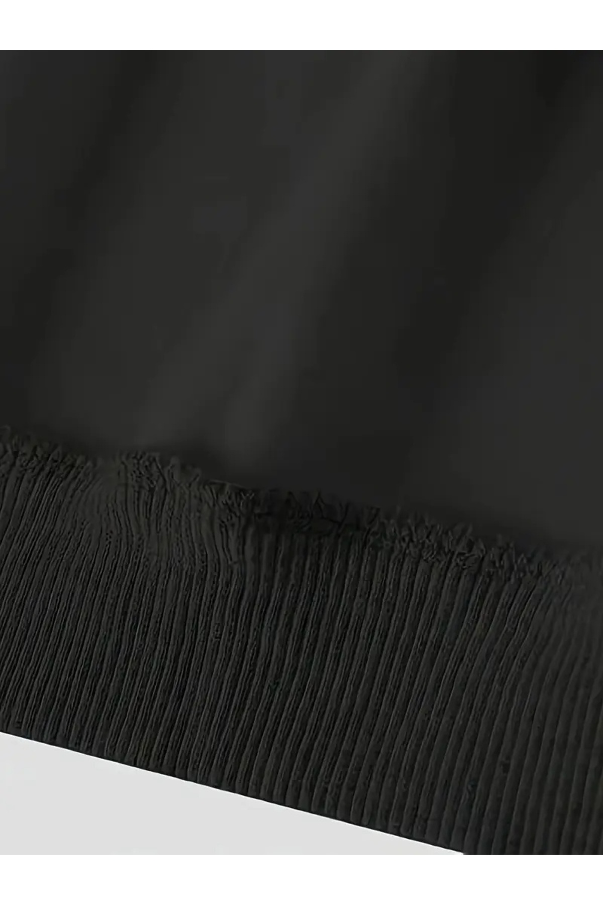 FUWEAR  Siyah Oversize V Yaka Düz Sweatshirt - Görsel 5