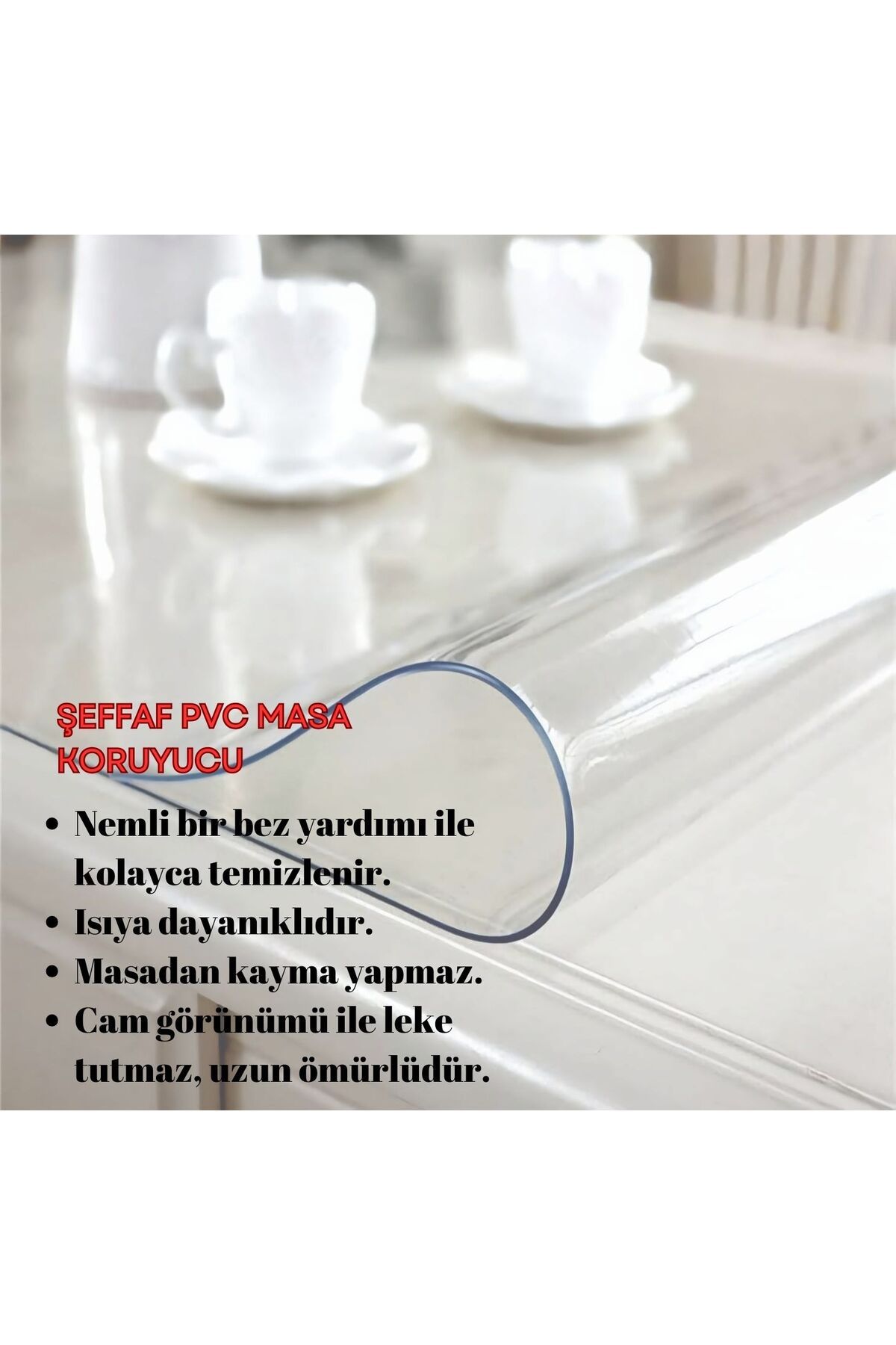 Başak Ev Tekstili-1.2 mm Thick 70 cm Most Transparent Thick Pvs Table Protector Mica Tablecloth 5