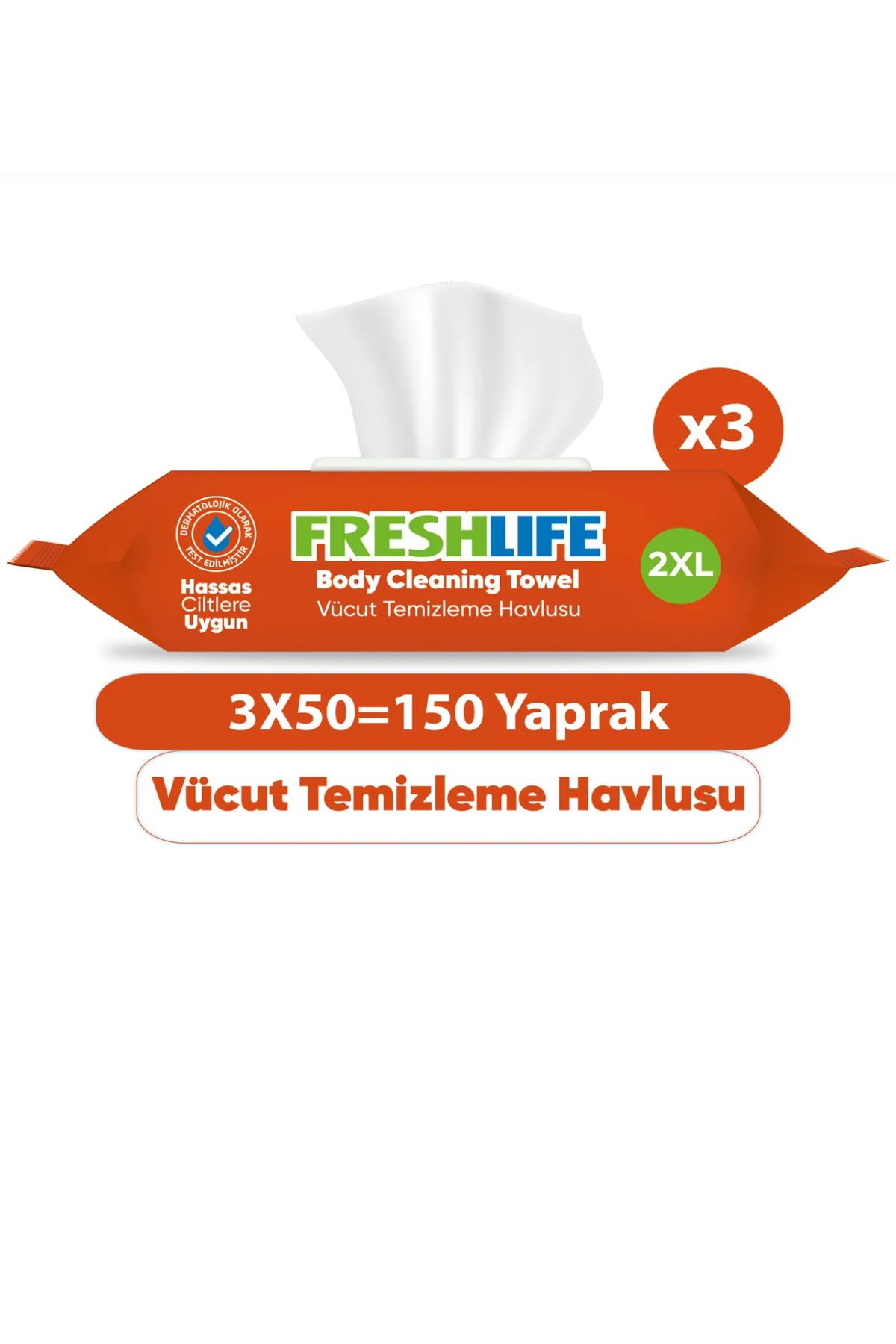 Freshlife vücut temizleme mendili 50*3 paket