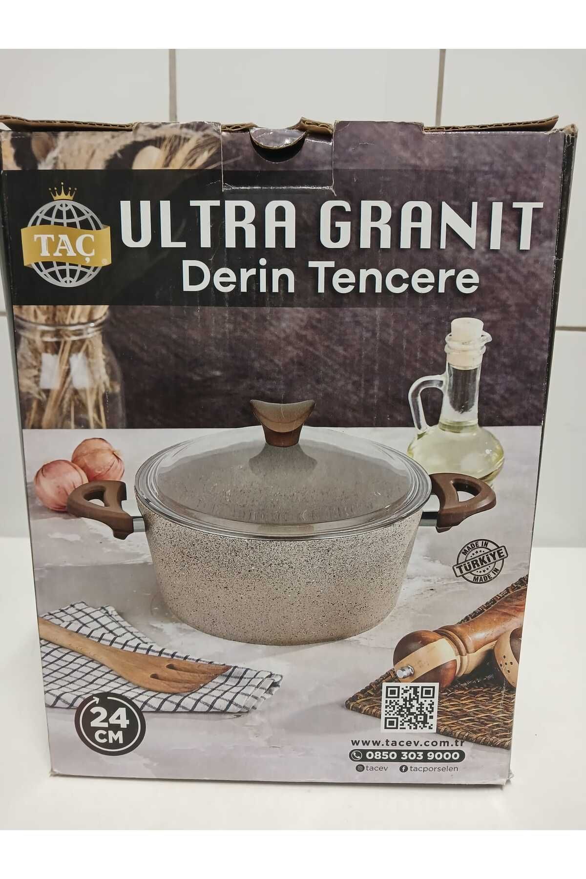 FEYZADE TAÇ Ultra Granit Derin Tencere 24 cm CAPPUCİNO