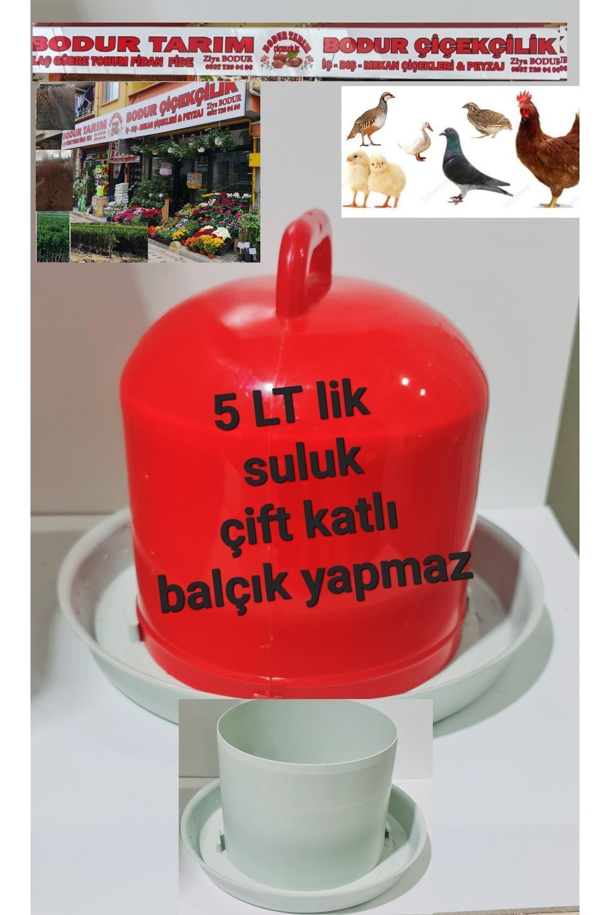 BODUR TARIM-Fuzzy 5 Lt Chicken, bird, chick Drinker Double Protection Can Be Shipped in Different Colors 2