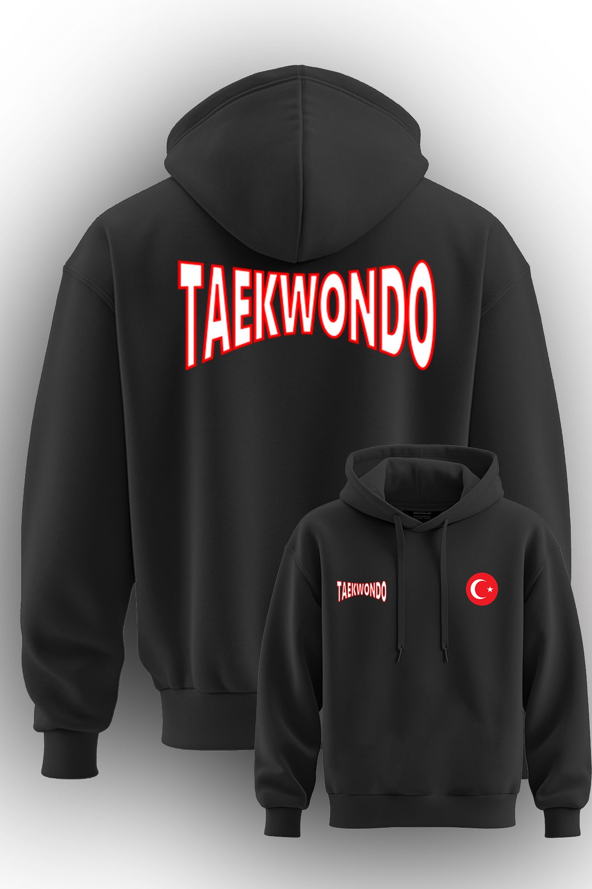 TOP GLORY Taekwondo Baskılı 3 İp Şardonlu Kapüşonlu Sweatshirt hoodie TKDOX86340