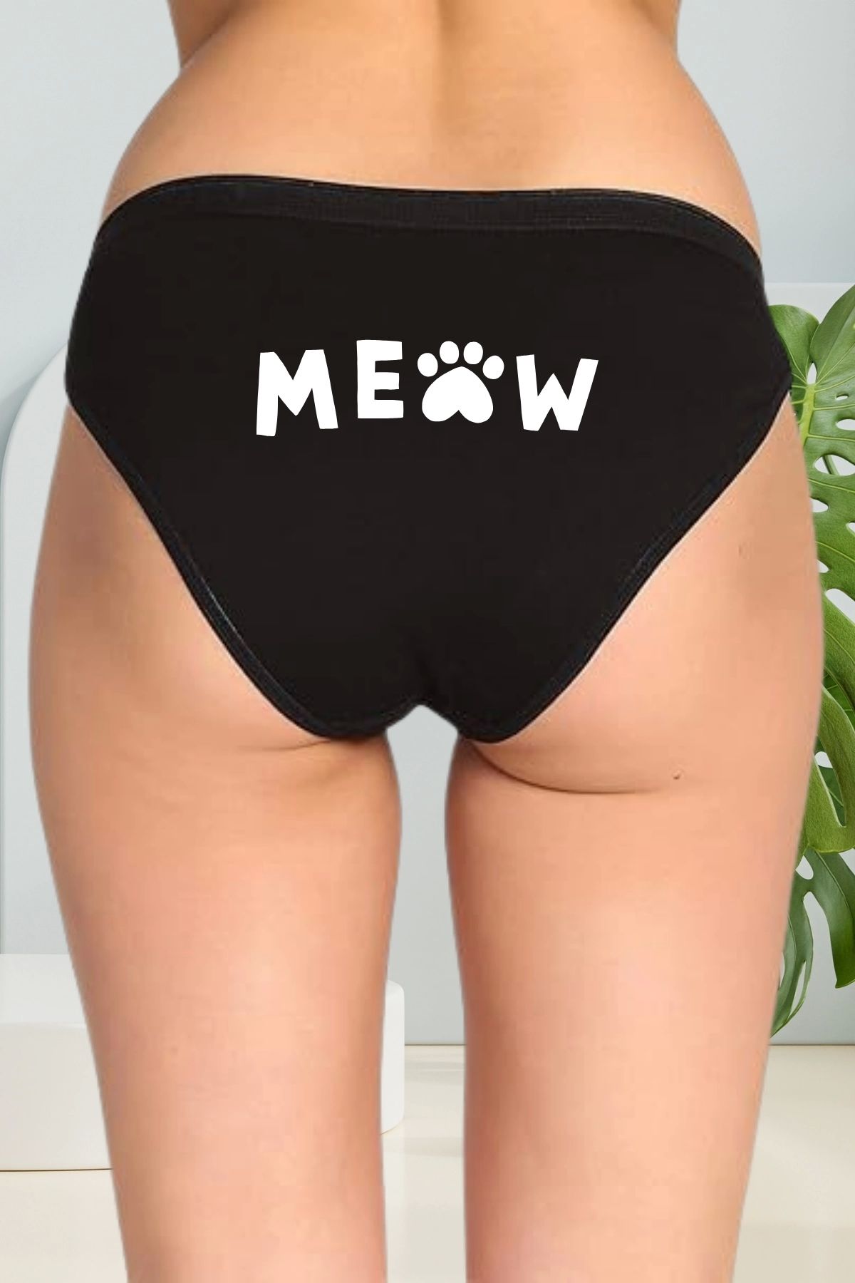 d Kit Boutique Meow Baskılı Pamuk Külot Siyah