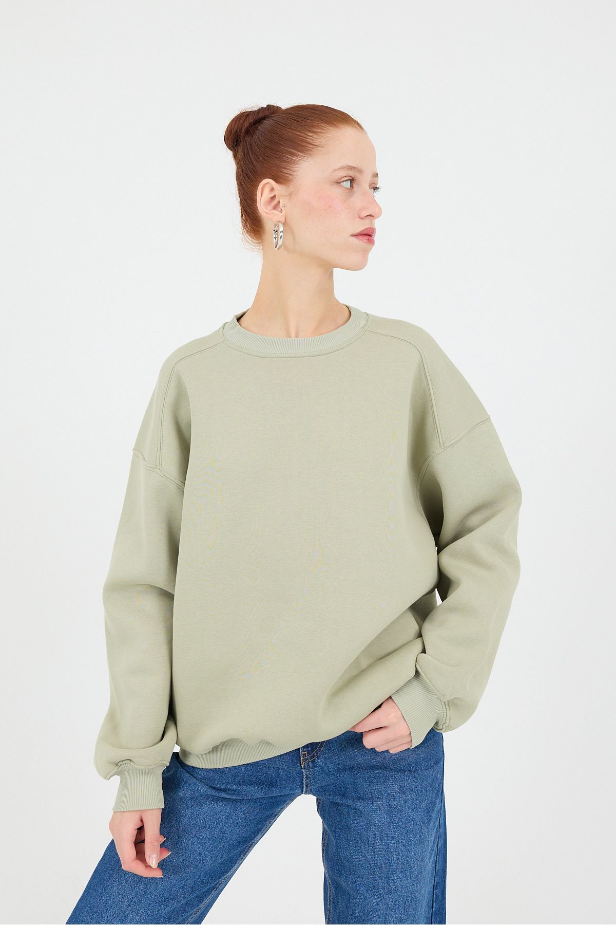 Addax-Crew Neck S3408-K11 Model Basic Sweatshirt 2