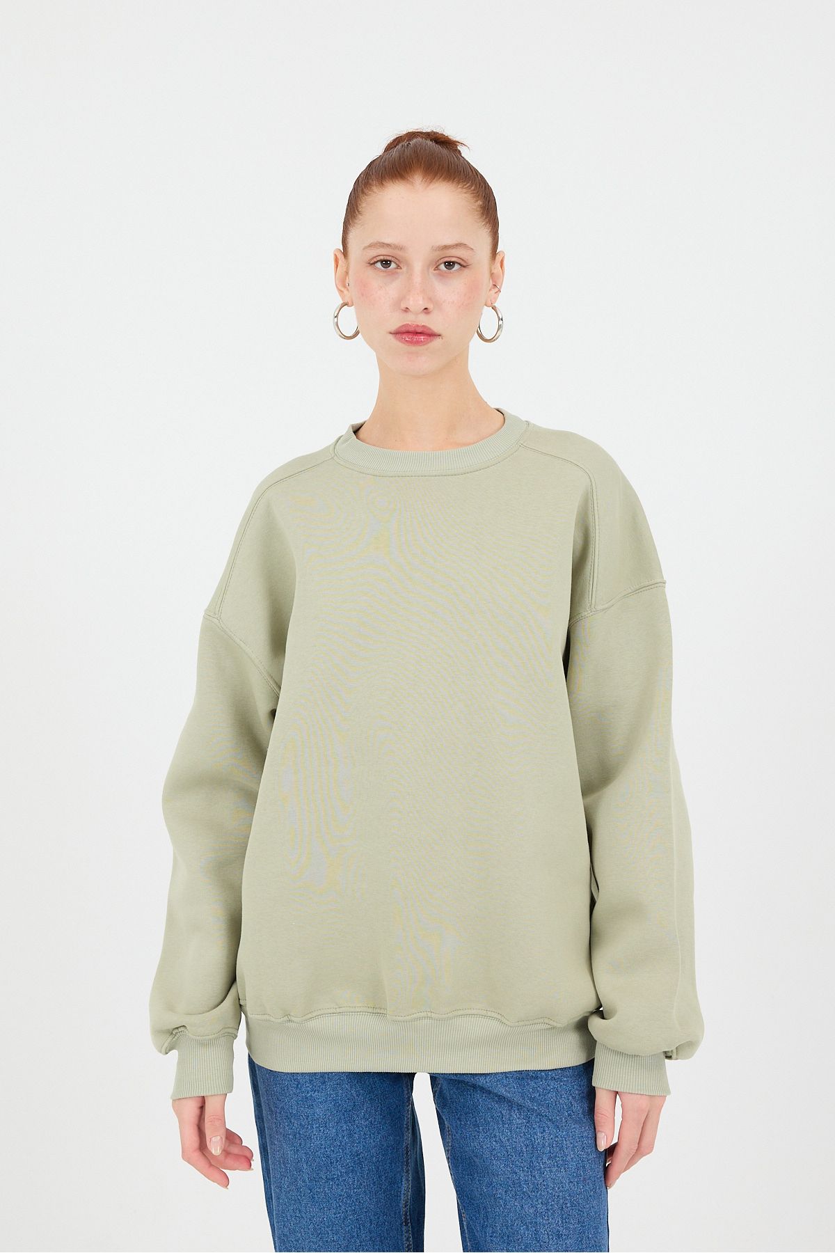Addax-Crew Neck S3408-K11 Model Basic Sweatshirt 6