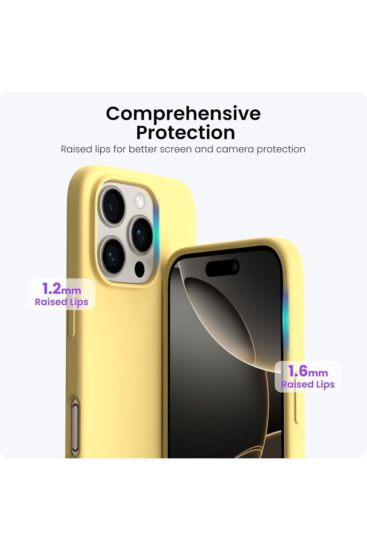 AWH-Compatible with iPhone 16 Pro Max Case 6.9", Liquid Silicone with Anti-Scratch Lining - Yellow 4