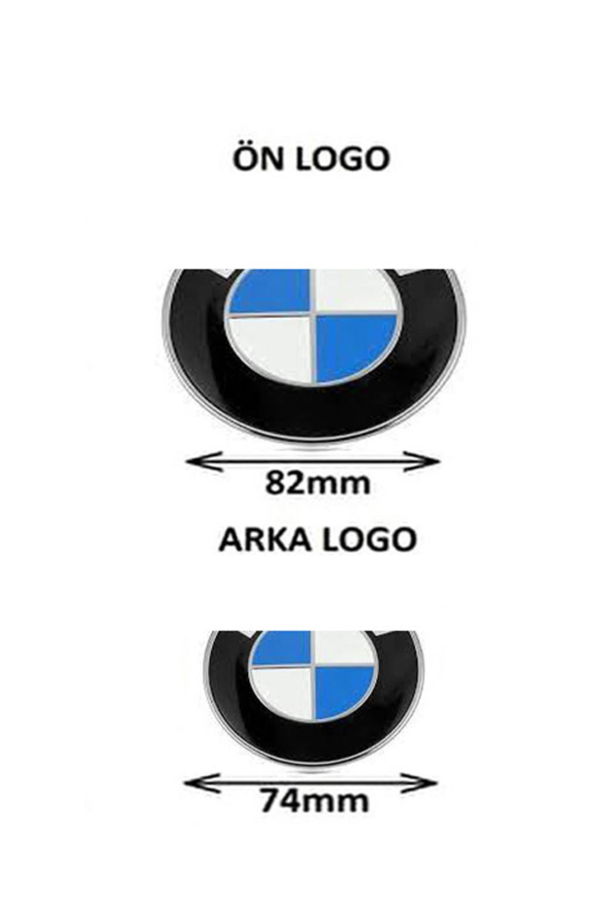 SATECHNOLOGY Bmw E46 kasa kaput ve bagaj logosu ön arka takım 2li(MAVİ BEYAZ 82mm-74mm)