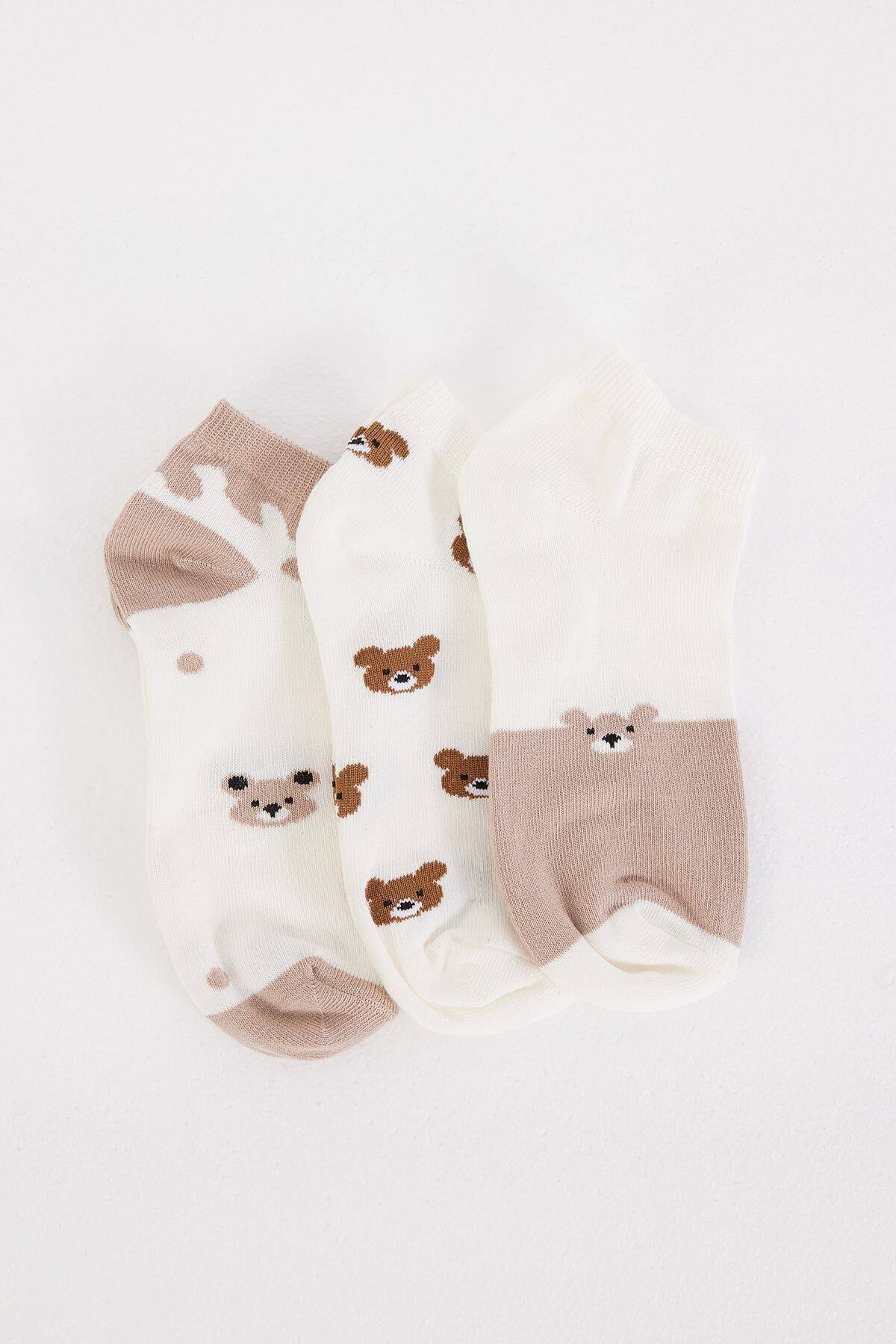 Addax-Patterned Booties Socks 3 Pack Çrp35-f13 1