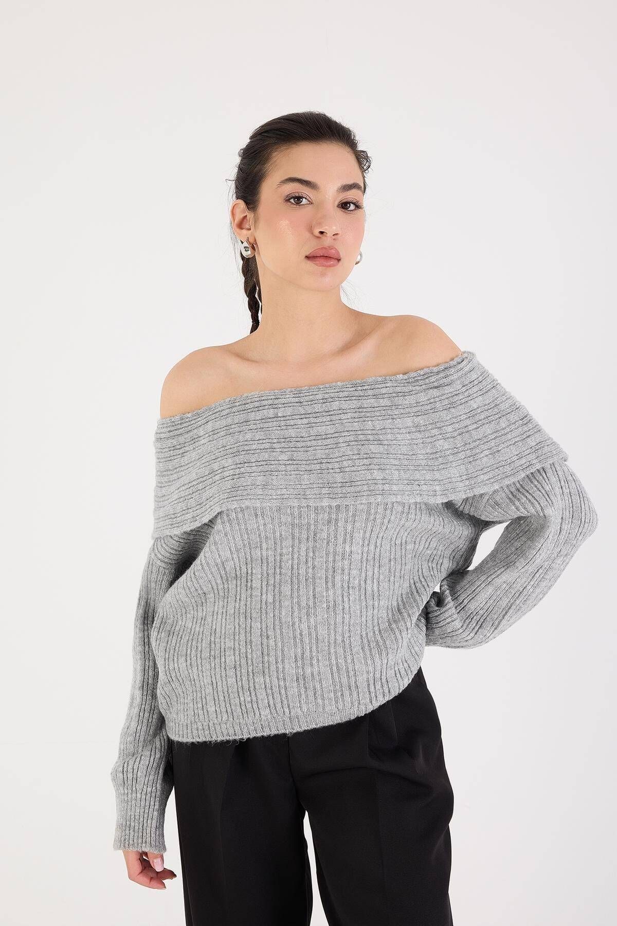Addax-Boat Neck Long Sleeve Knitwear Sweater K040-C5 4