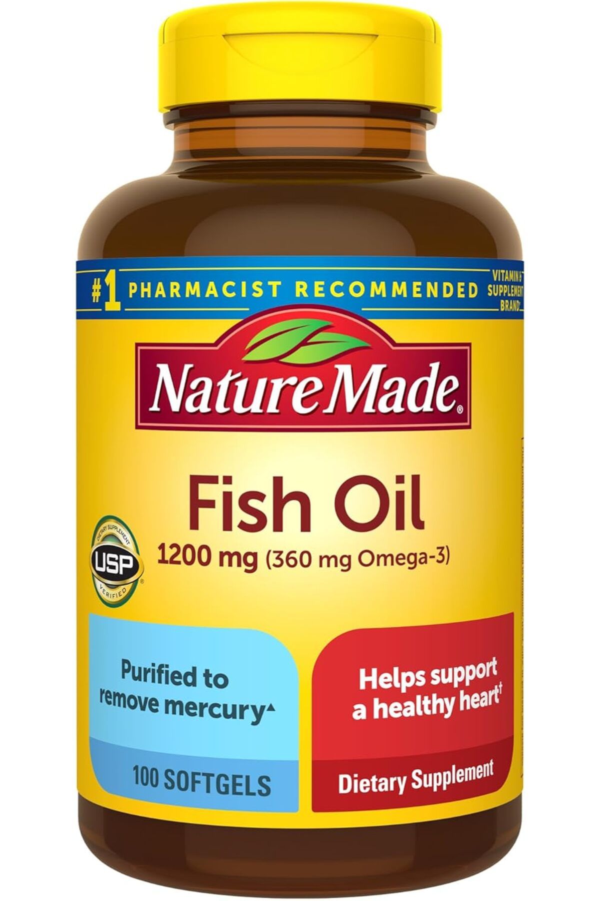 Nature Made Fish Oil 1200 mg 100 Softgels 1 Per Day Balık Yağı Omega-3