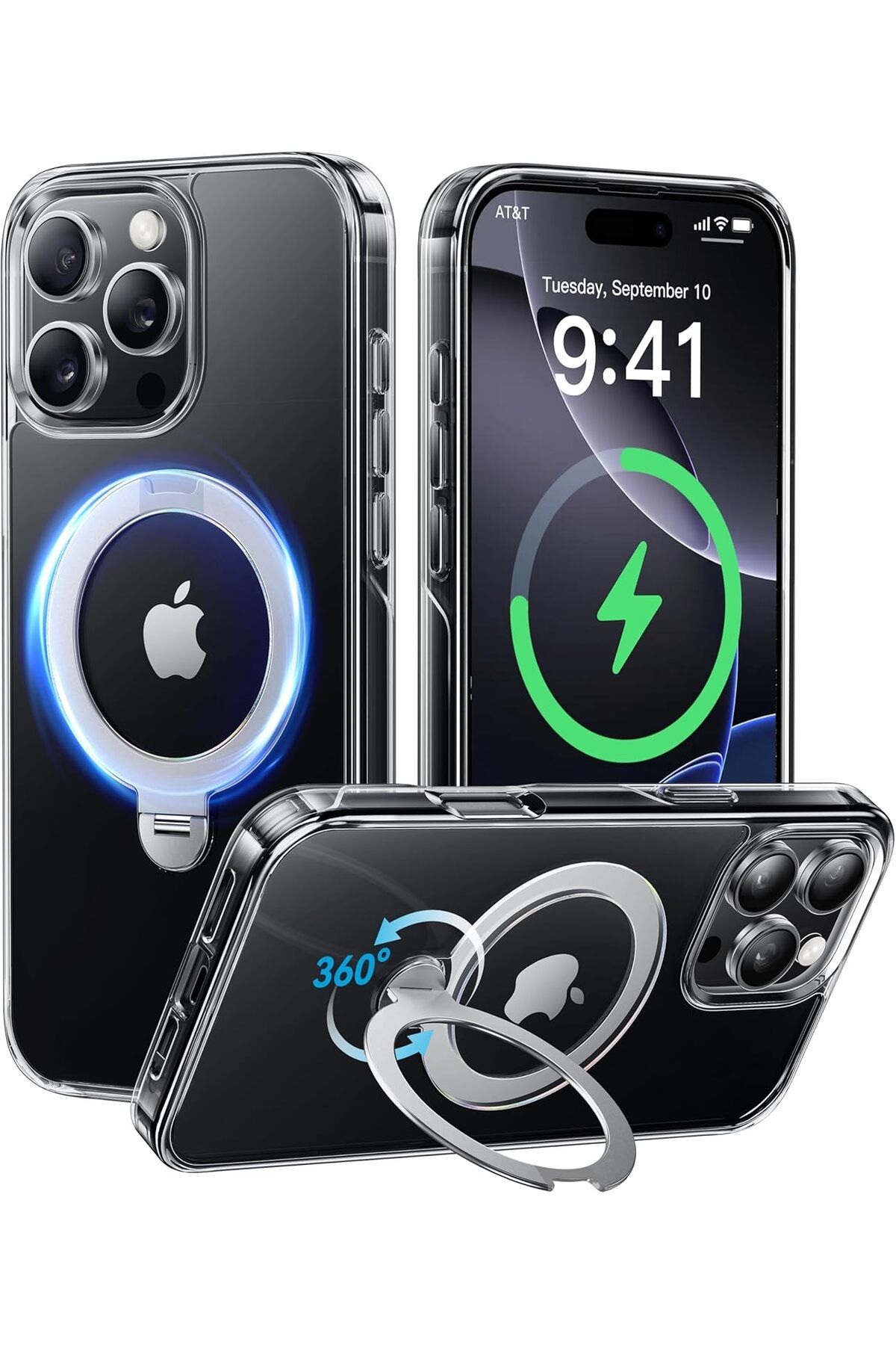 AWH-حامل مغناطيسي قابل للدوران 360 درجة لهاتف iPhone 16 Pro Max، متوافق مع Magsafe، مقاس 6.9 بوصة، شفاف 1