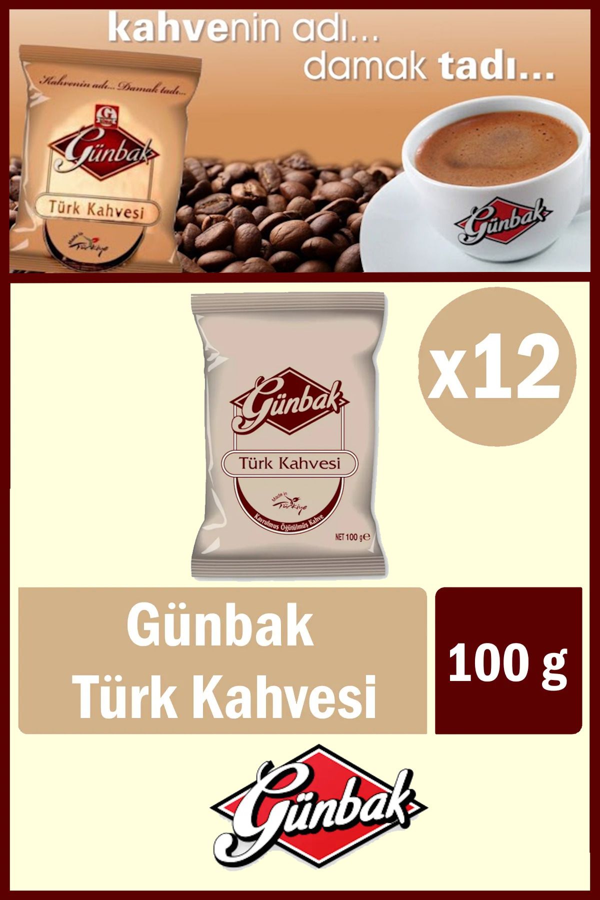 Günbak Türk Kahvesi 100 gr x 12 Adet