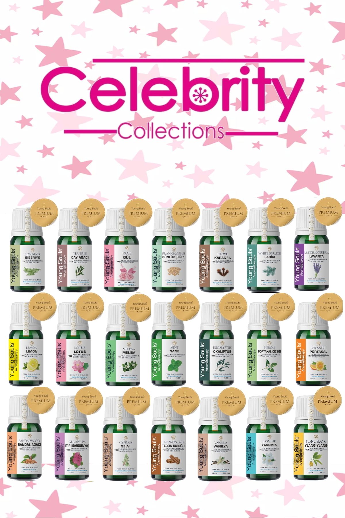 YOUNG SOULS Aromatherapy Celebrity Essential Oil Collection Celebrity Uçucu Yağ Kolleksiyonu 210 ml