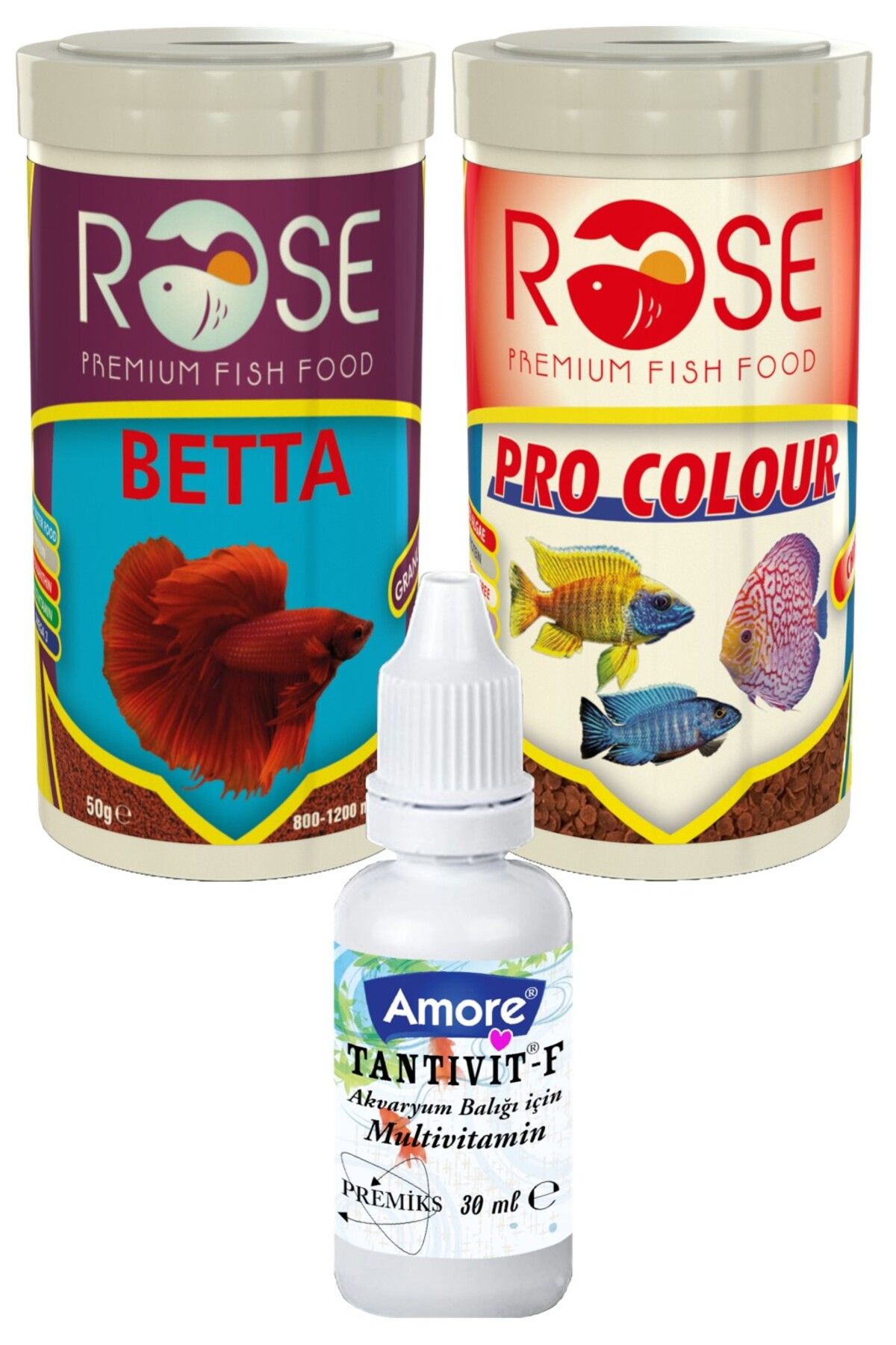 Rose Betta Granulat 100ml, Pro Colour Chips 100ml Kutu Beta Balığı Yemi, Multivitamin