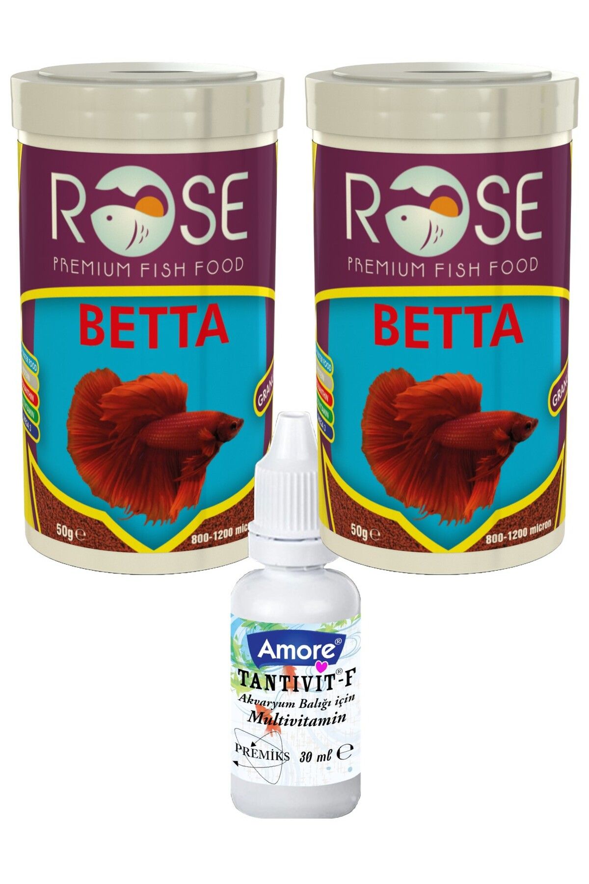 Rose Betta Granulat 2x100ml Kutu Balık Yemi, Multivitamin