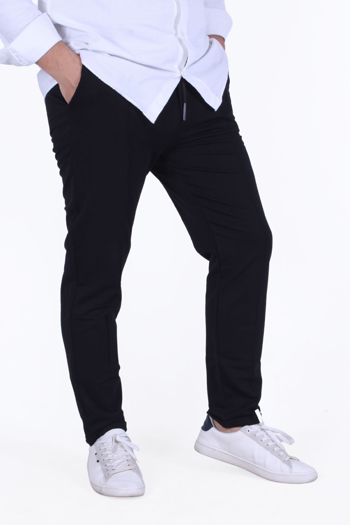 FYK KİDS-Men's Striped Knitted Trousers - Belted and Rubber Waist Detail 3