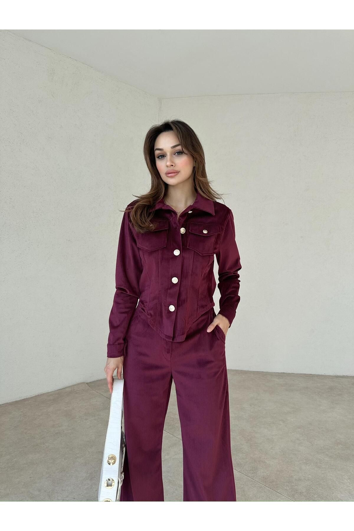 Mooi Butik HOPFEN Takım 3767 - Bordo