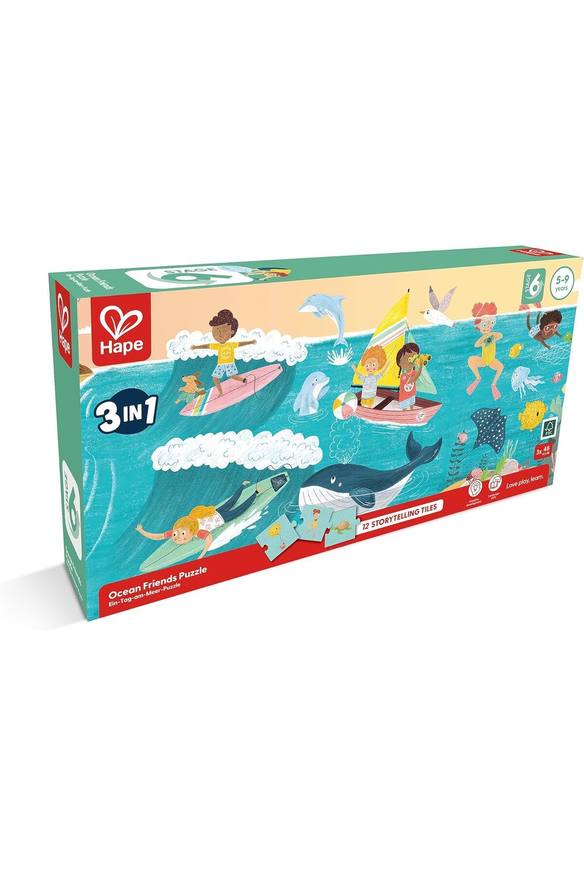 Hape-Puzzle pentru copii Prietenii Oceanului (3 in 1) si joc storytelling 1