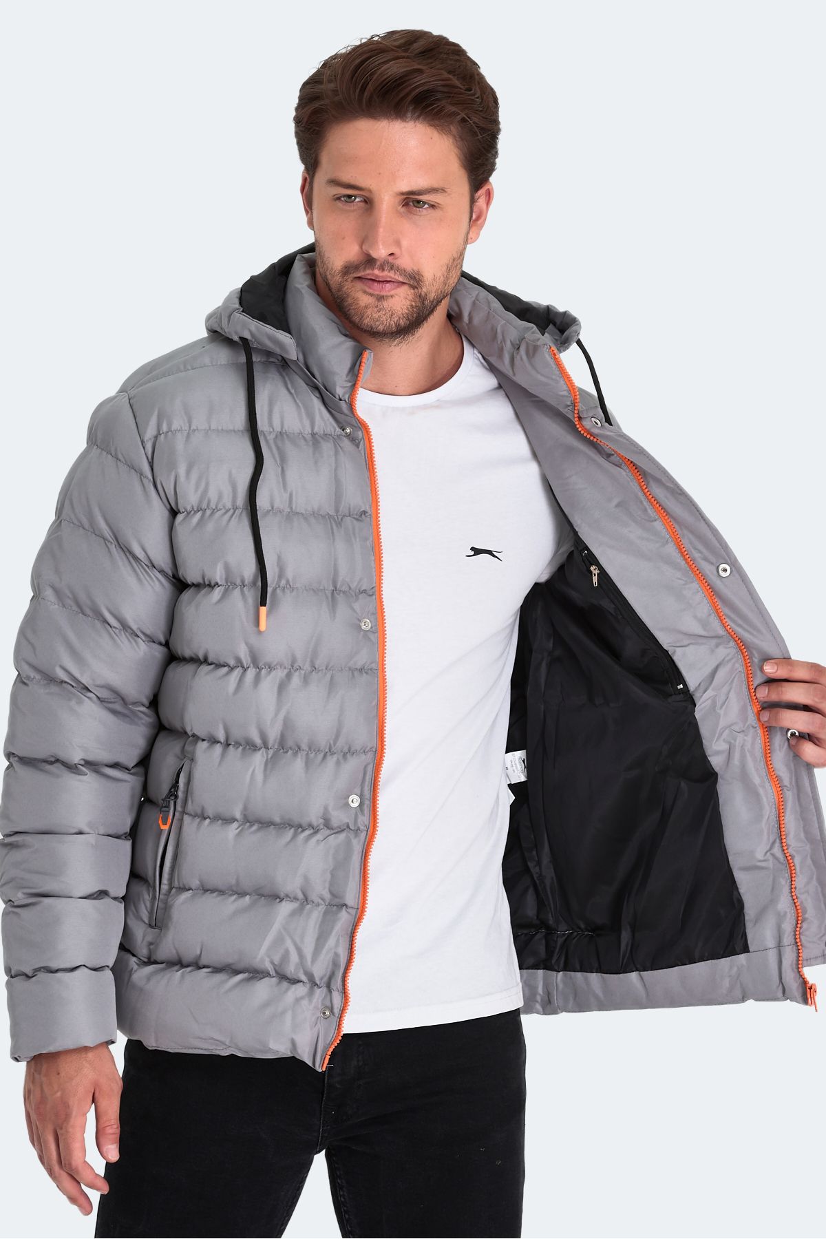 کاپشن ورزشی خاکستری مردانه مانتو طوسی سالین اورجینال Slazenger