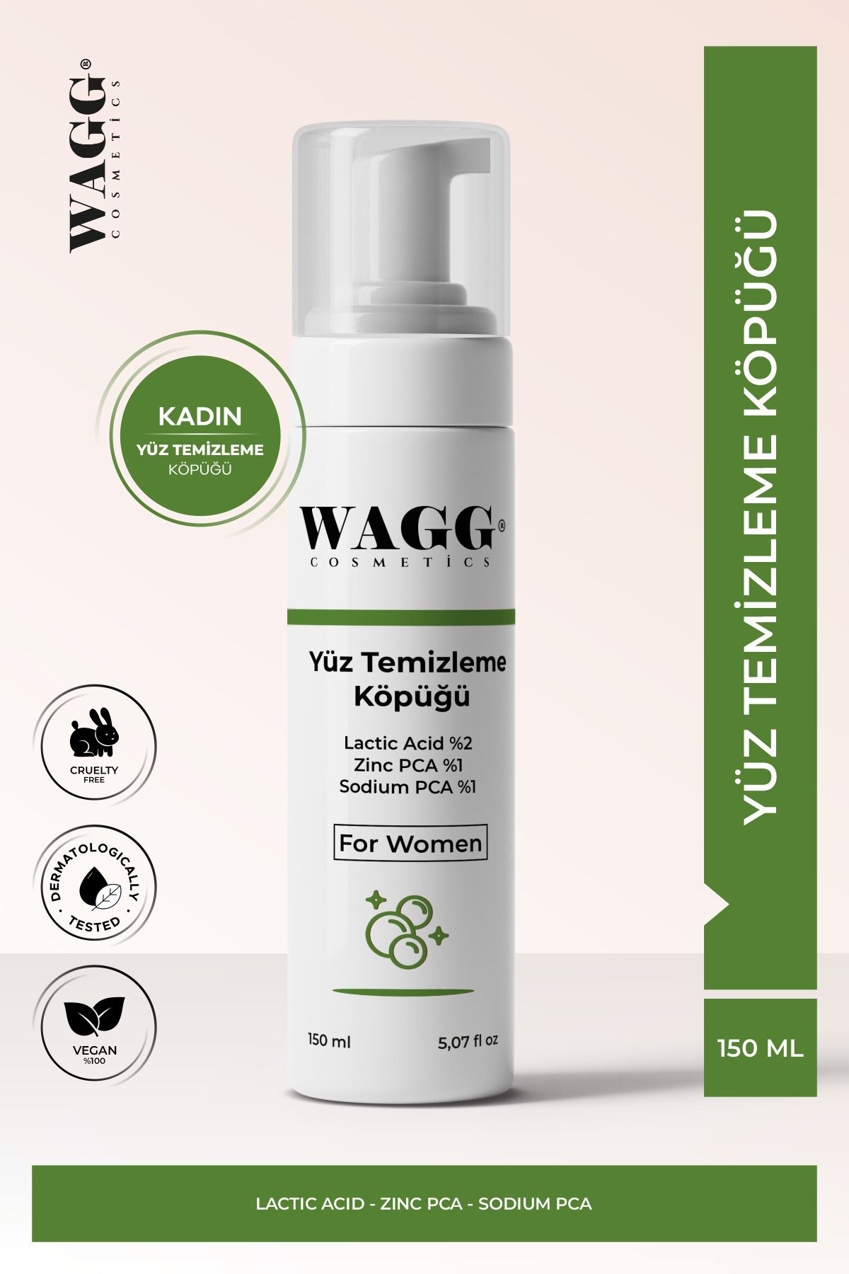 WAGG Cosmetics Yüz Temizleme Köpüğü For Women 150ml Yağlanma Karşıtı,derin Temizlik,akne Karşıtı,nemlendiricili