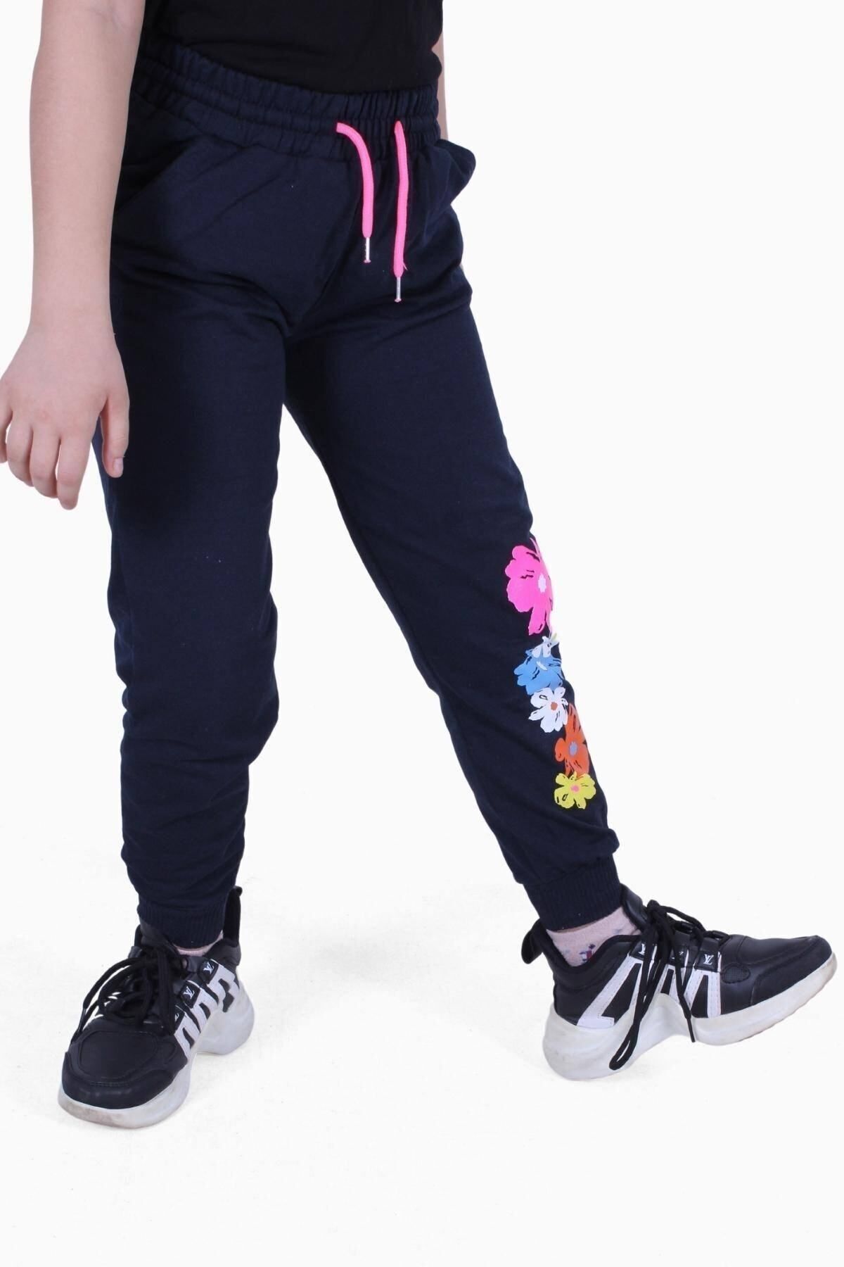 FYK KİDS-Pantaloni de trening pentru fete colorați cu model 4