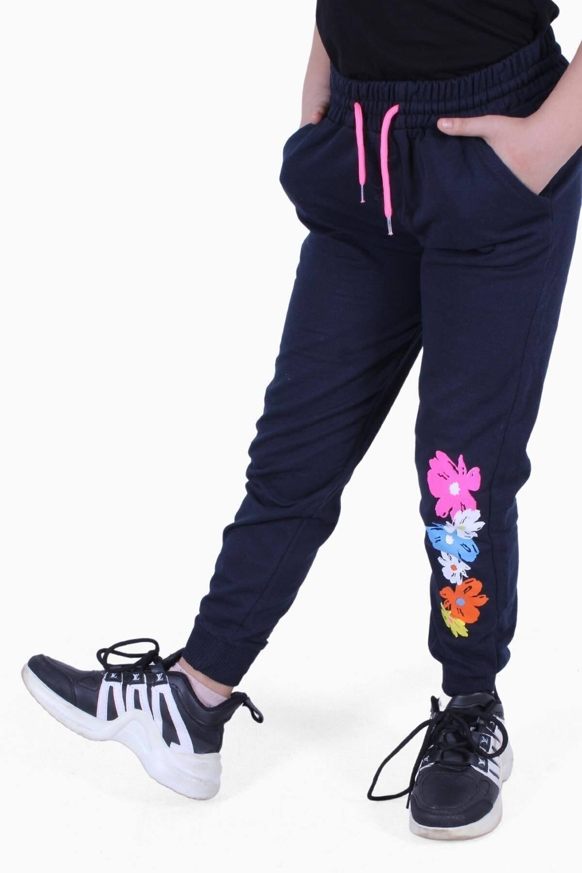 FYK KİDS-Pantaloni de trening pentru fete colorați cu model 3